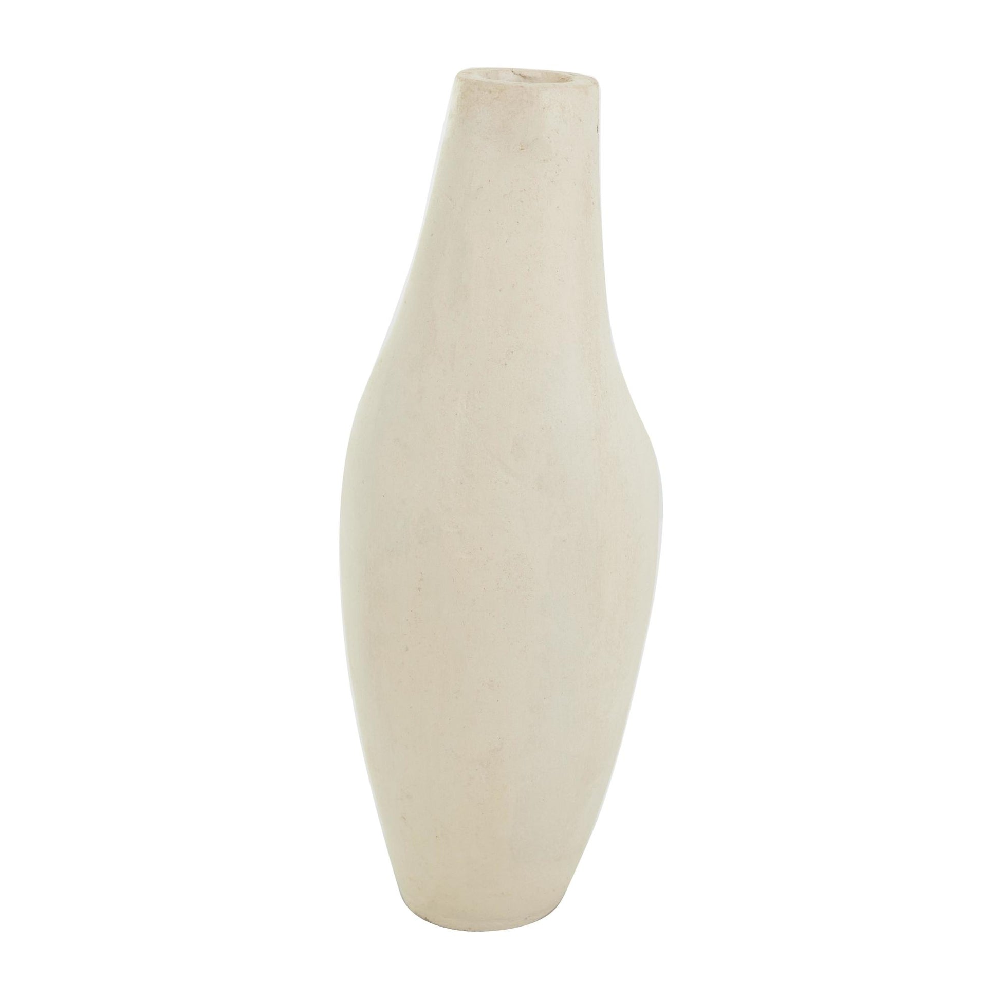 Abstract Beige Paper Mache Curved Decorative Vase with Handle