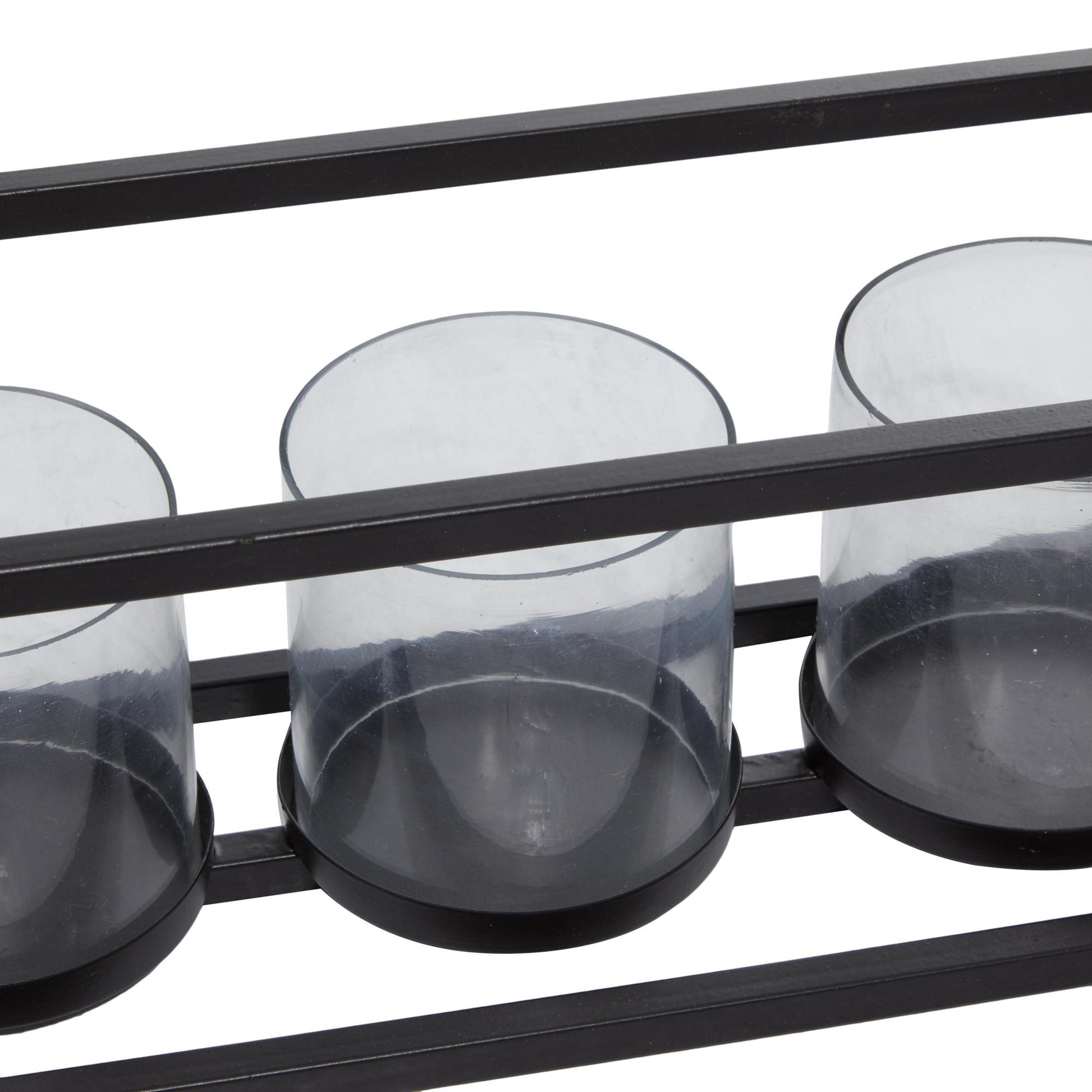 Black Metal 5 Glass Sleeve Decorative Candelabra