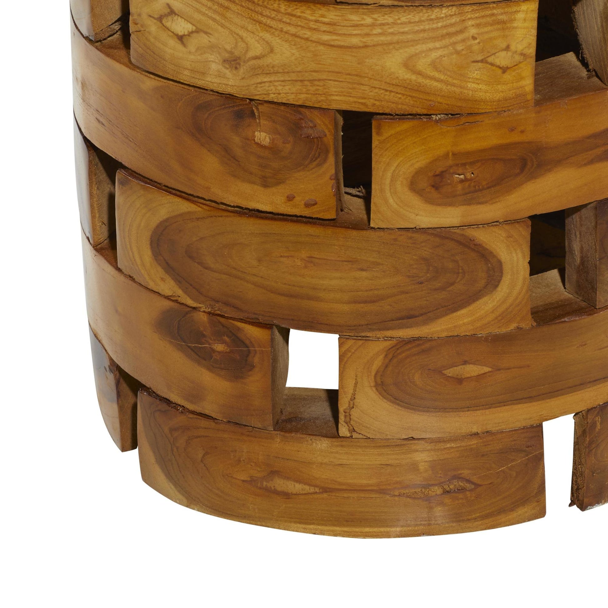 Teak Wood Handmade Live Edge Side End Accent Table with Brick Inspired Design