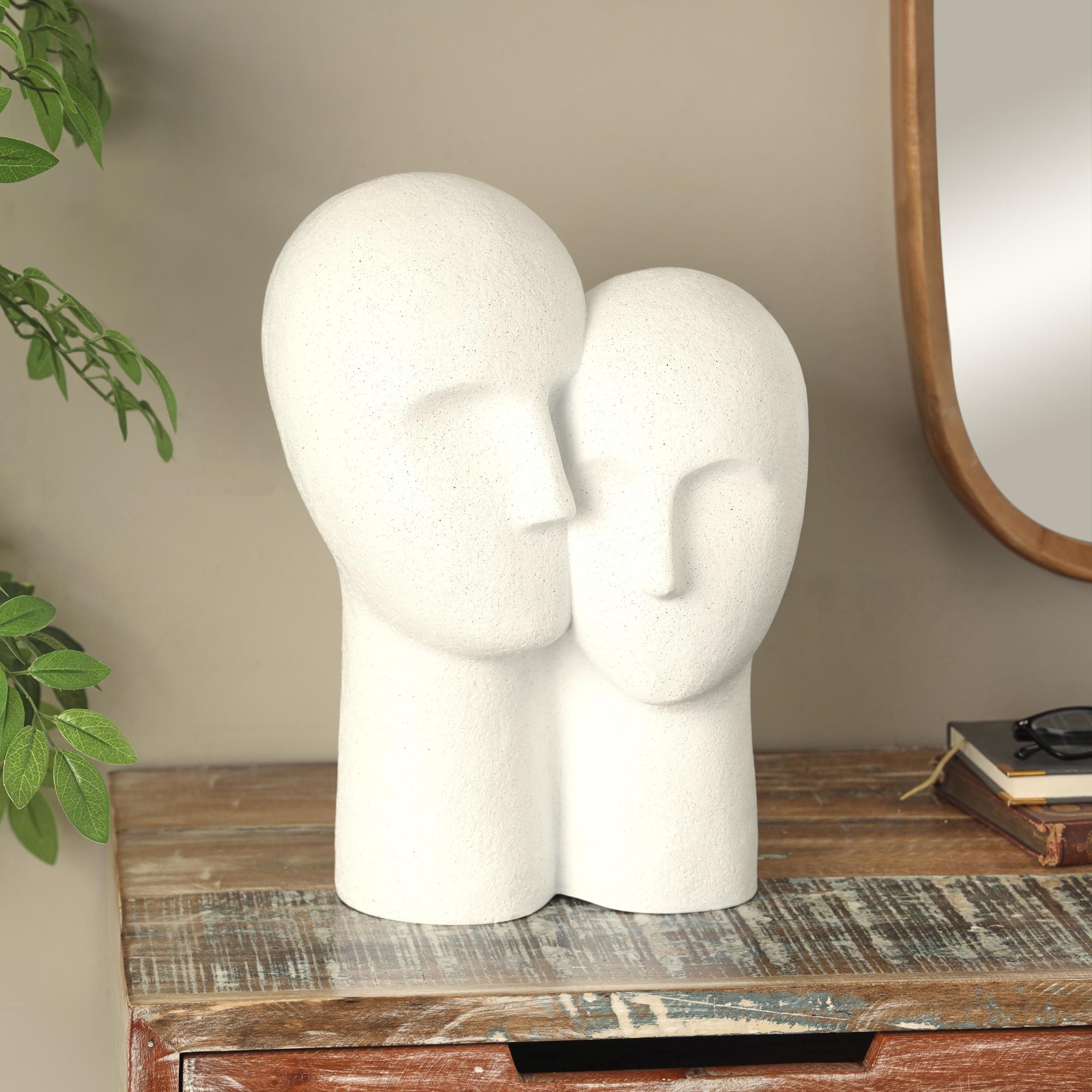 People White Polystone Head Decorative Sculpture with Speckled Detailing