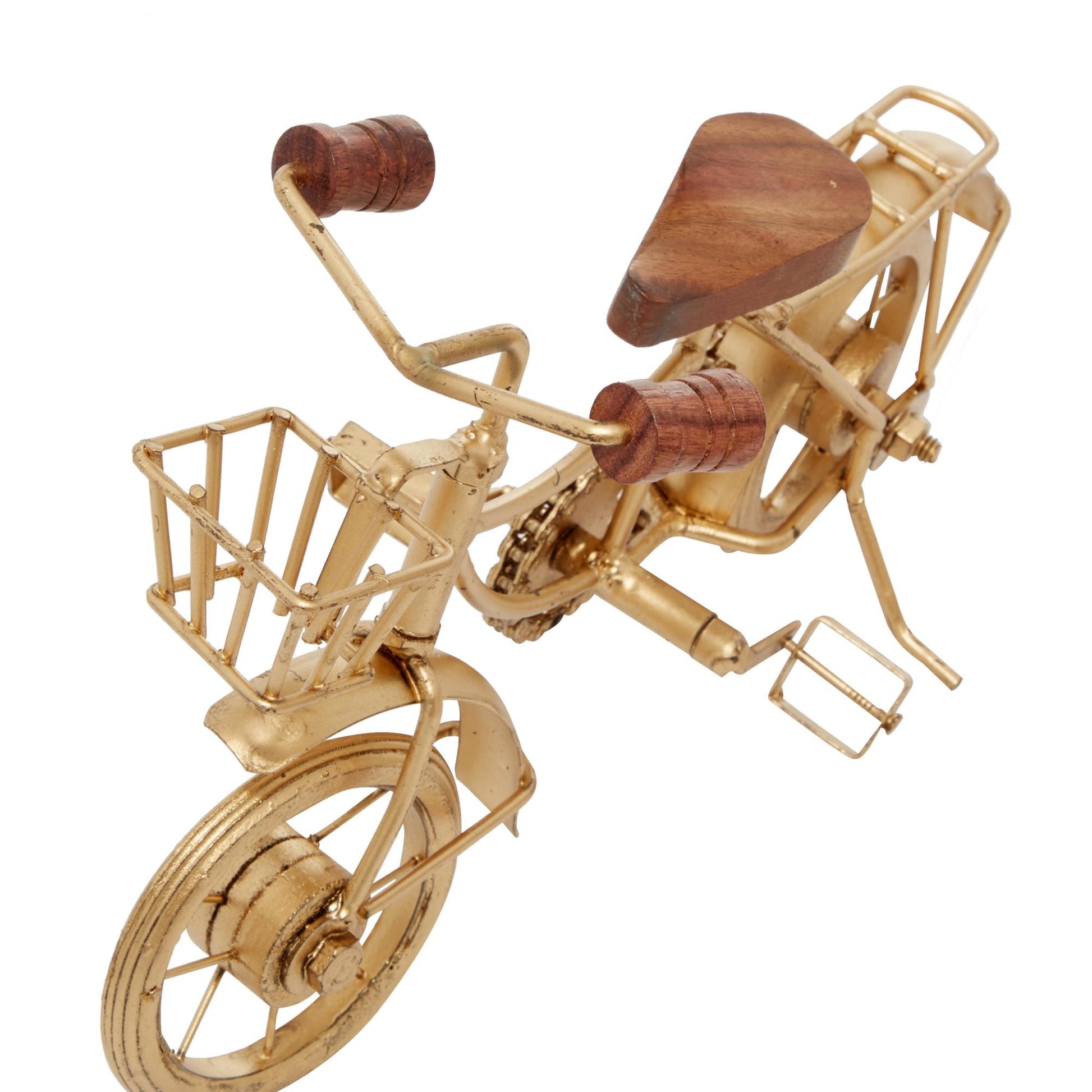Set of 2 Bike Metal Decorative Sculpture with Wood Accents