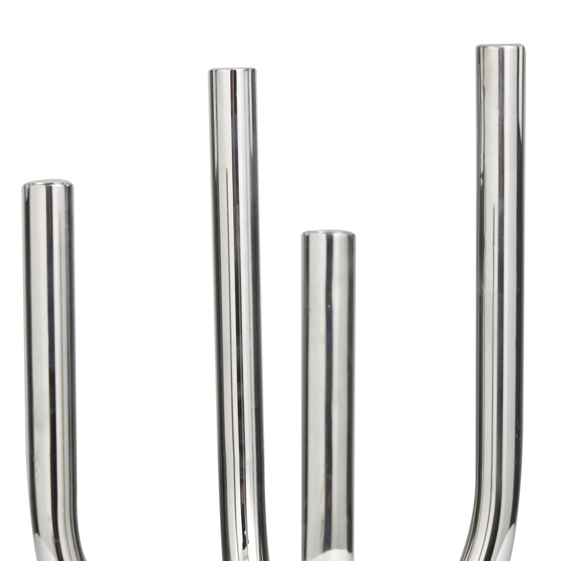 Silver Stainless Steel Metal Abstract U-Shaped Decorative Candelabra