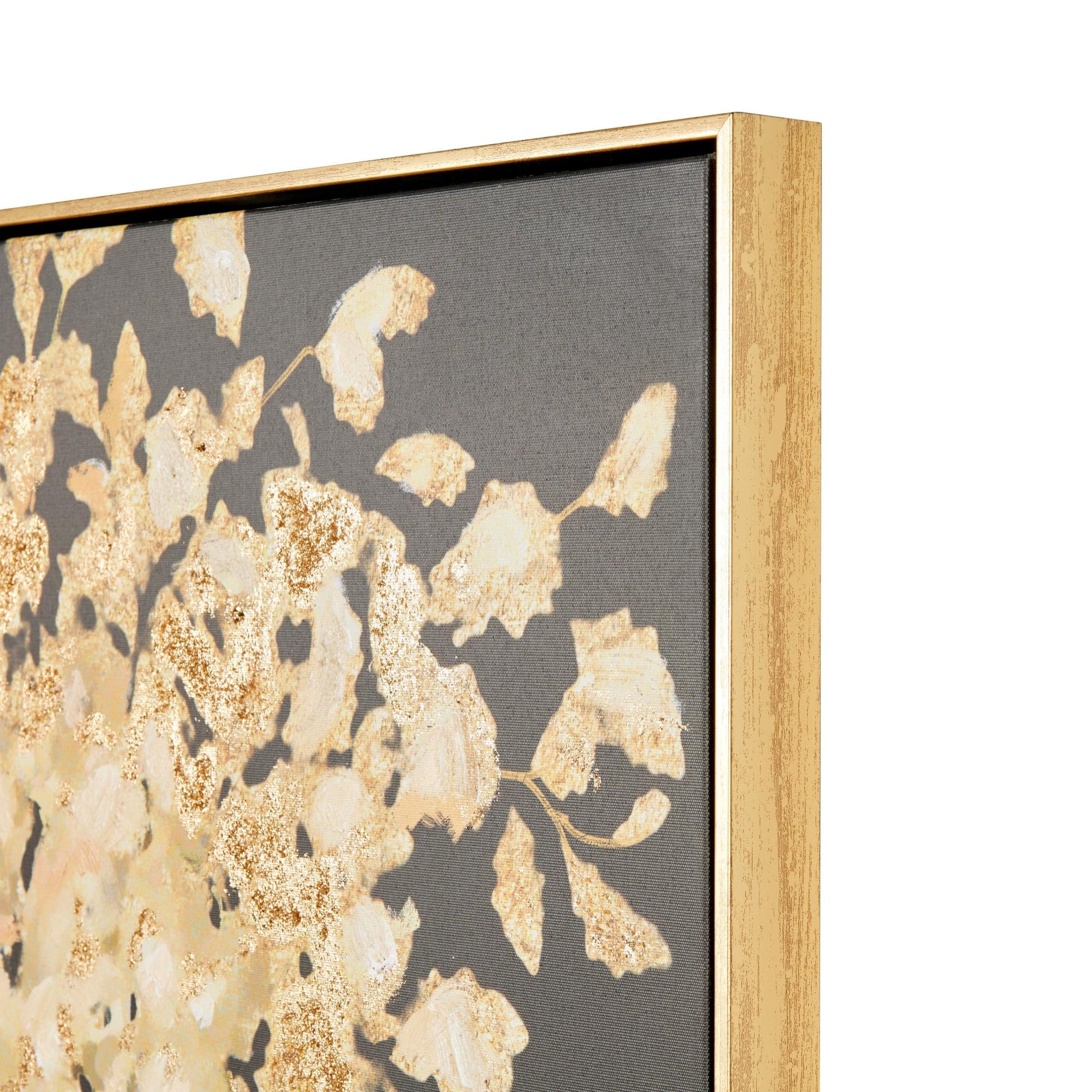 Tree Black Canvas Living Room Framed Wall Art with Gold Foil Accents