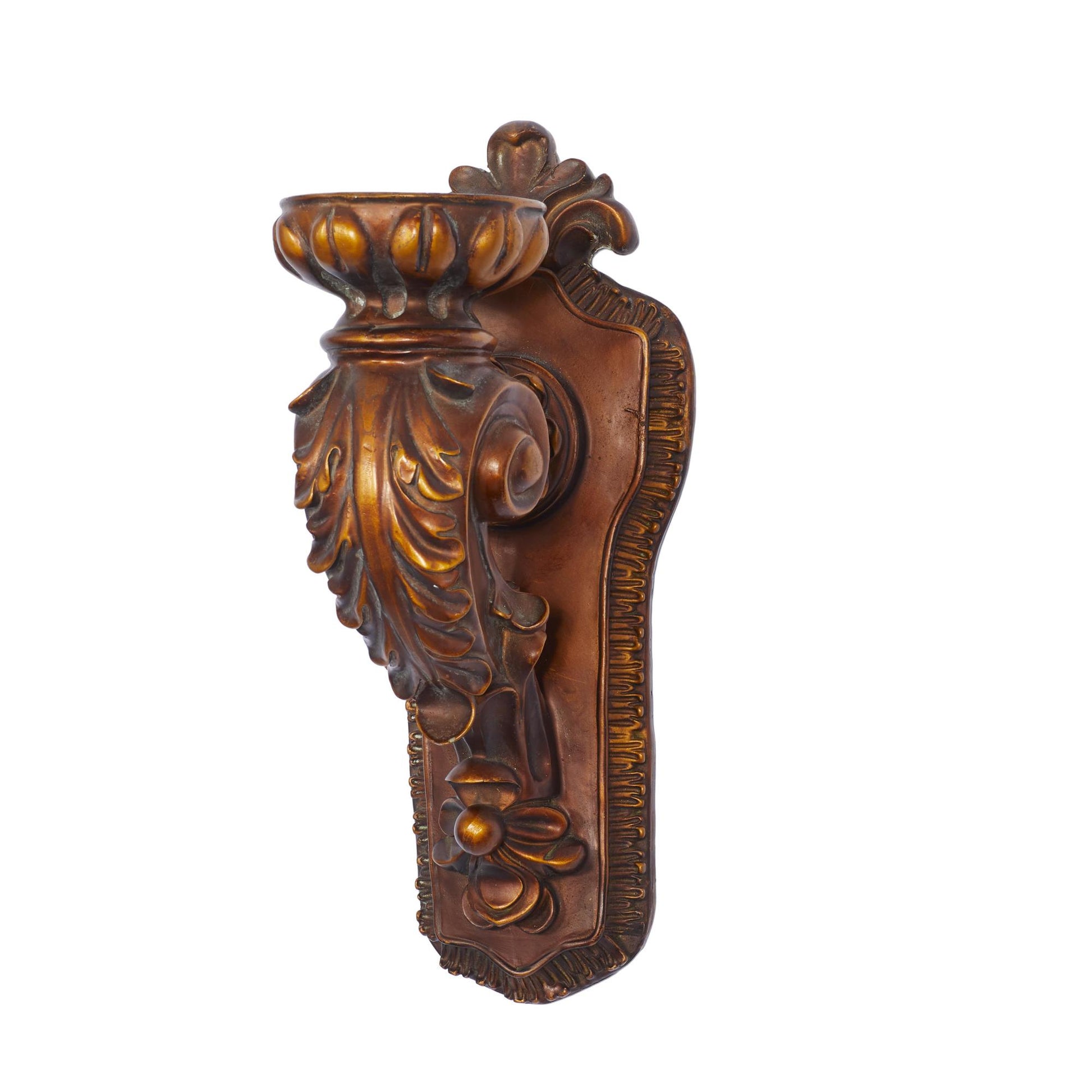 Scroll Bronze Polystone Single Candle Indoor Outdoor Wall Sconce