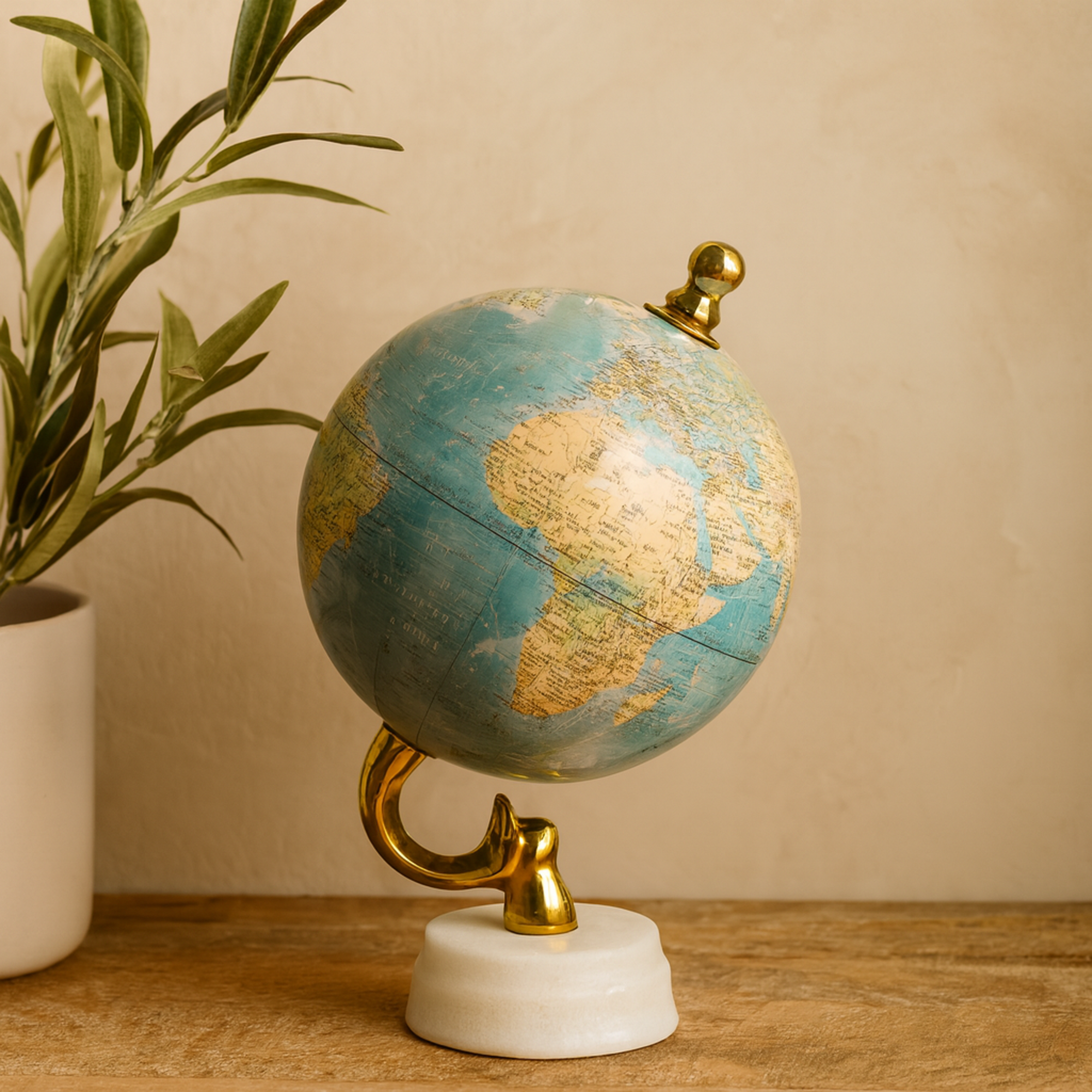 World Map Aluminum Metal Educational/Geographic Earth Globe with Marble Base