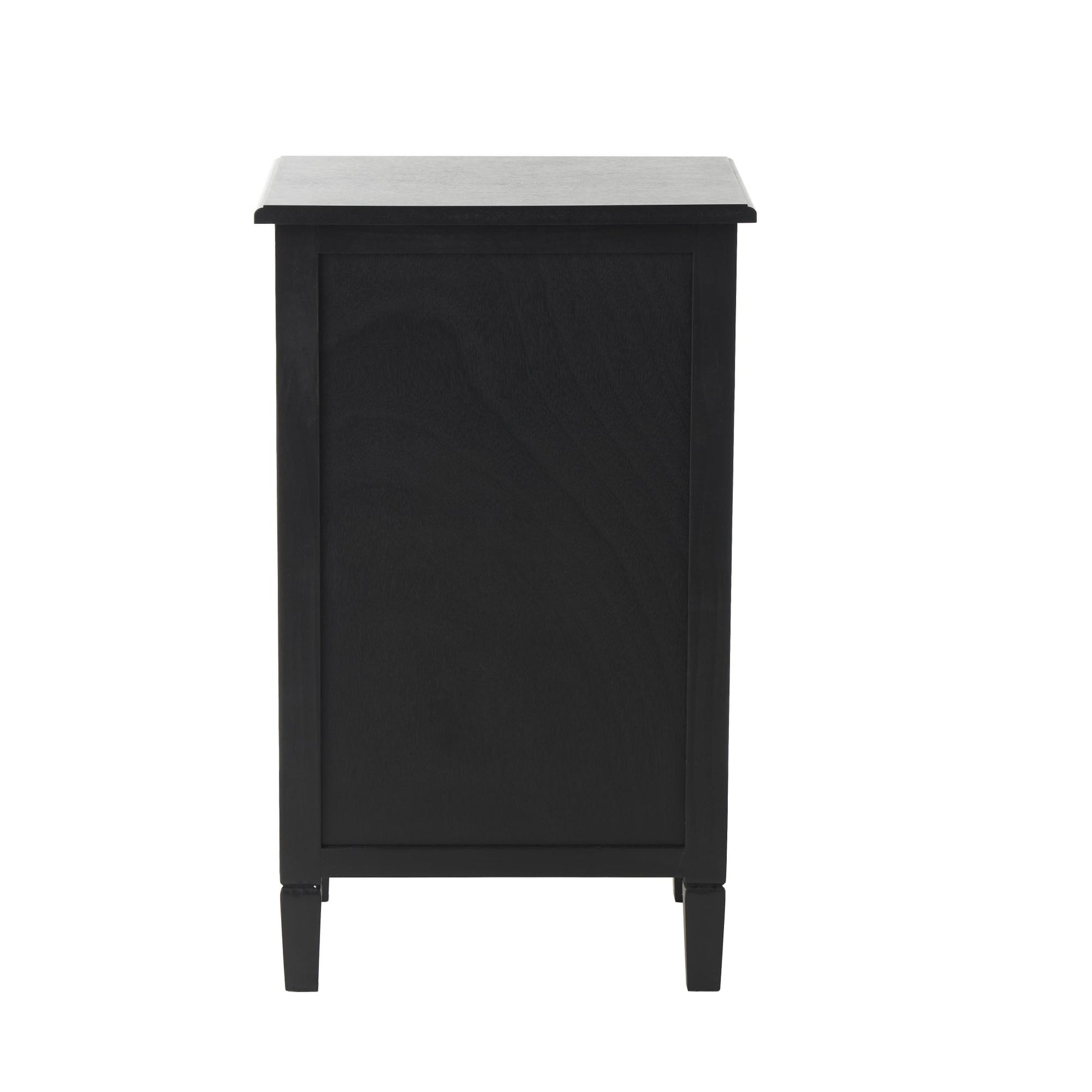 Black Wood Handmade 1 Door and 1 Drawer Room Cabinet with Rattan Front