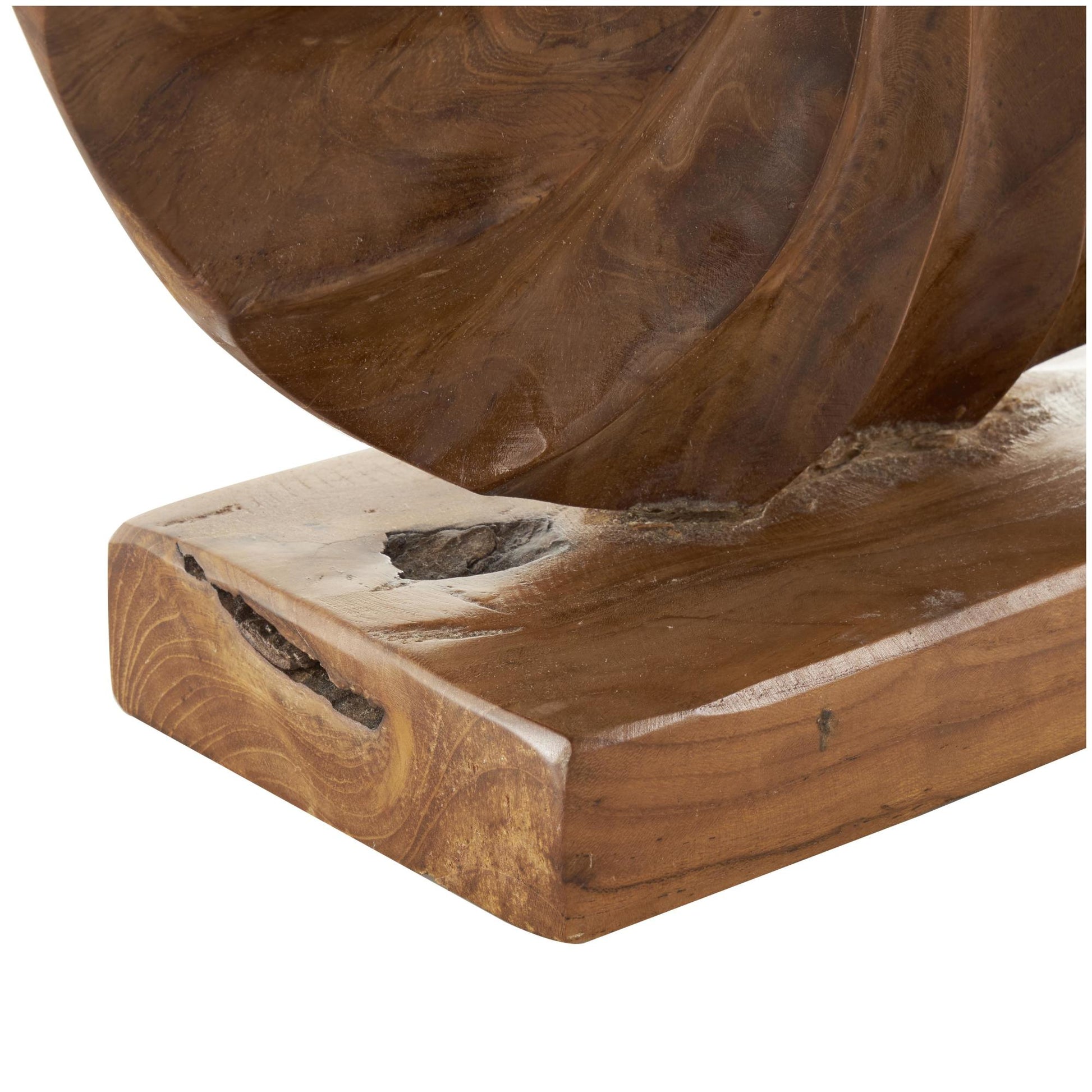 Sun Brown Teak Wood Handmade Dimensional Circular Decorative Sculpture with Center Cutout