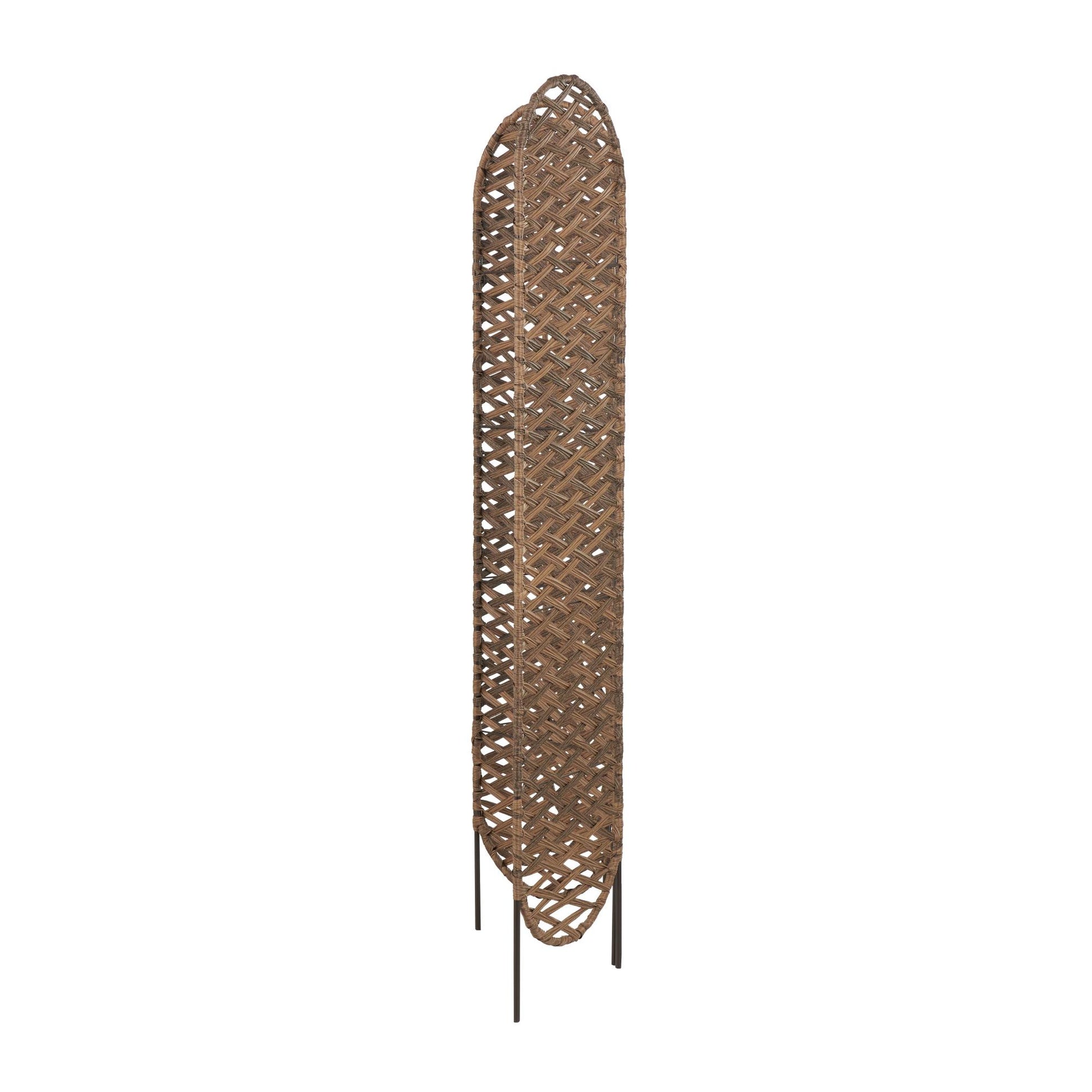 Geometric Copper Metal Handmade Foldable Woven 4 Panel Partition Room Divider Screen with Cutouts