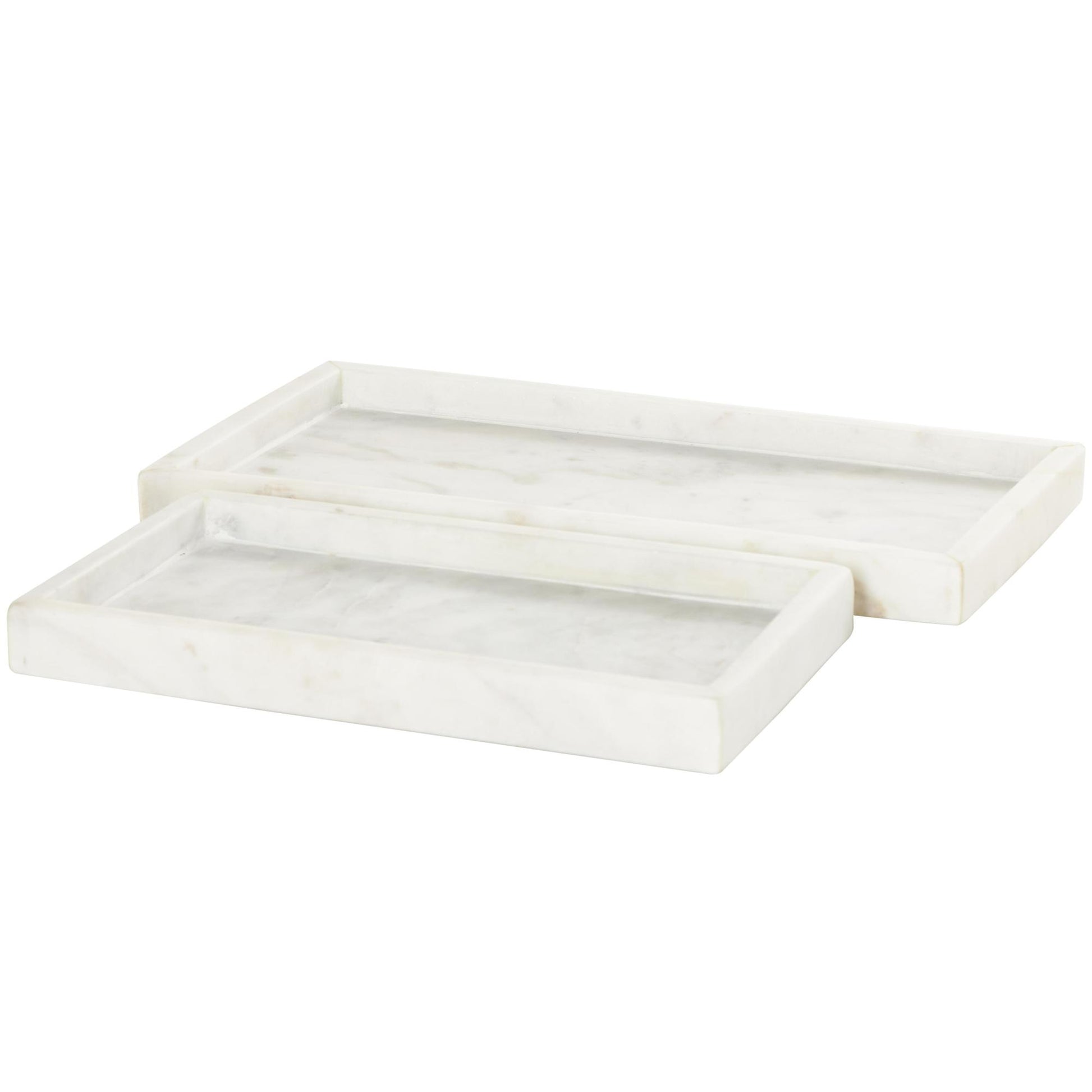 Set of 2 Marble Minimalistic Textured Square Living Room Decor Tray Set of 2 10", 8"W