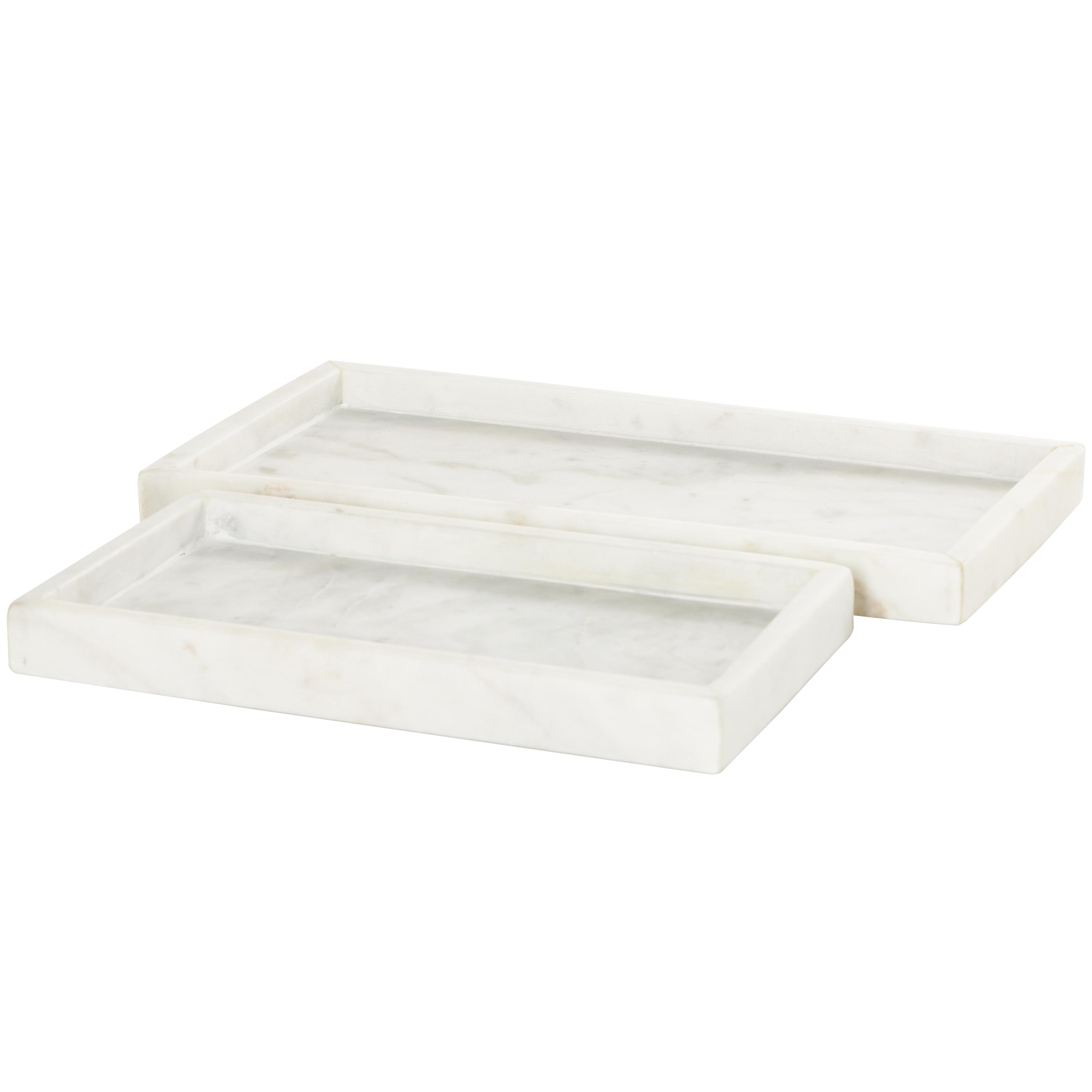 Set of 2 Marble Minimalistic Textured Square Living Room Decor Tray Set of 2 10", 8"W