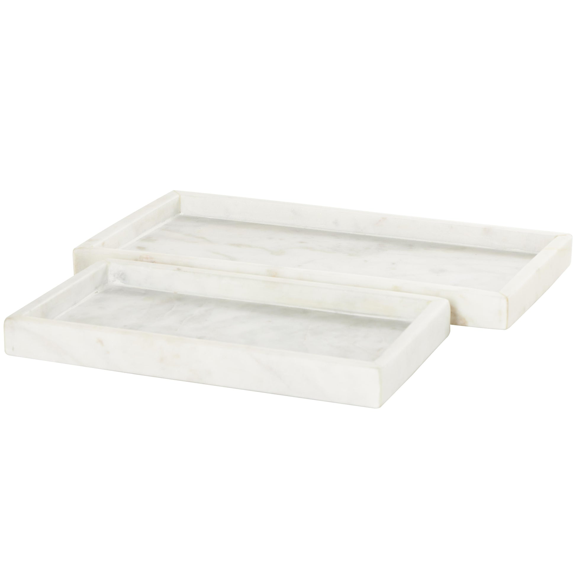 Set of 2 Marble Minimalistic Textured Square Living Room Decor Tray Set of 2 10", 8"W