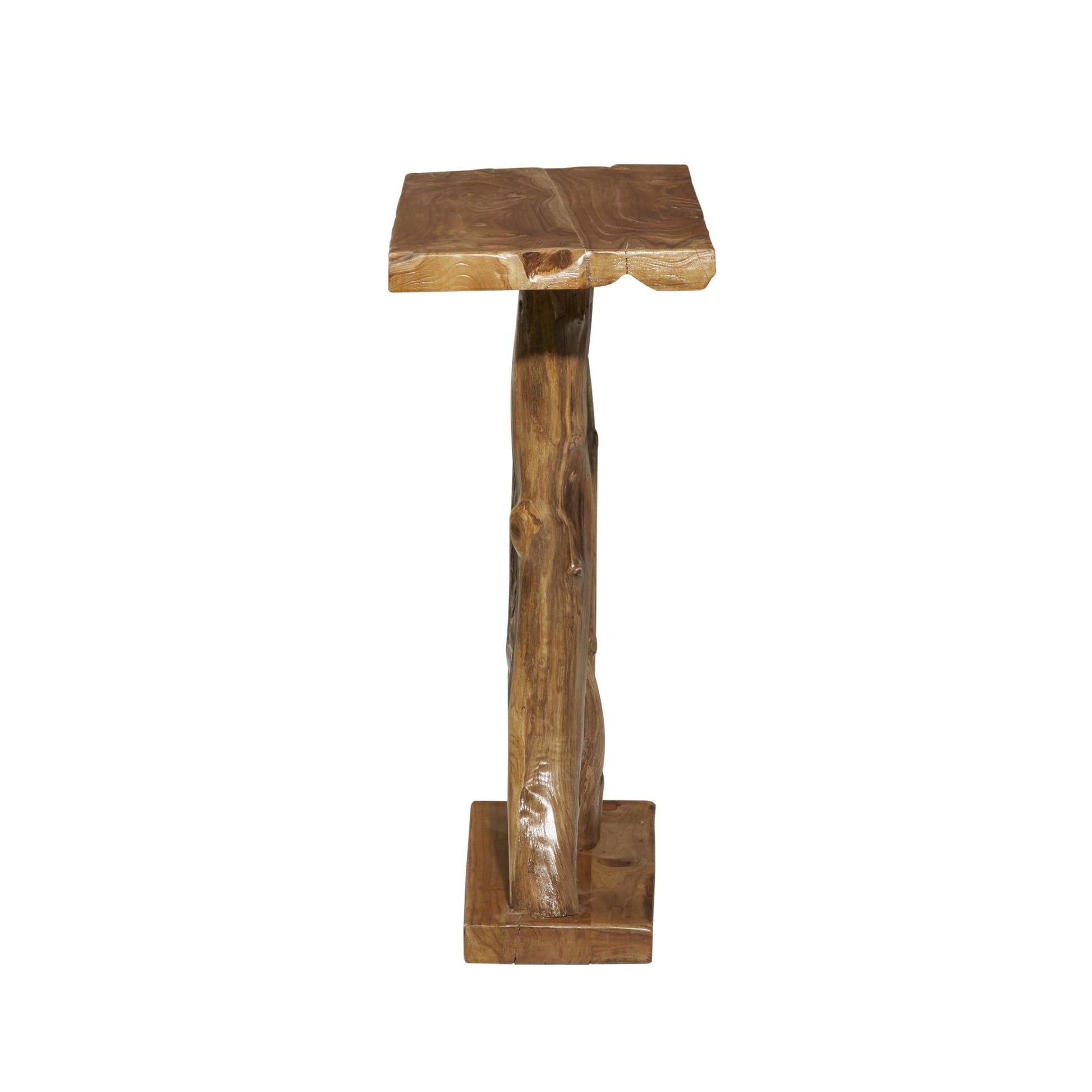 Brown Teak Wood Small Live Edge Tree Trunk Living Room Console Table