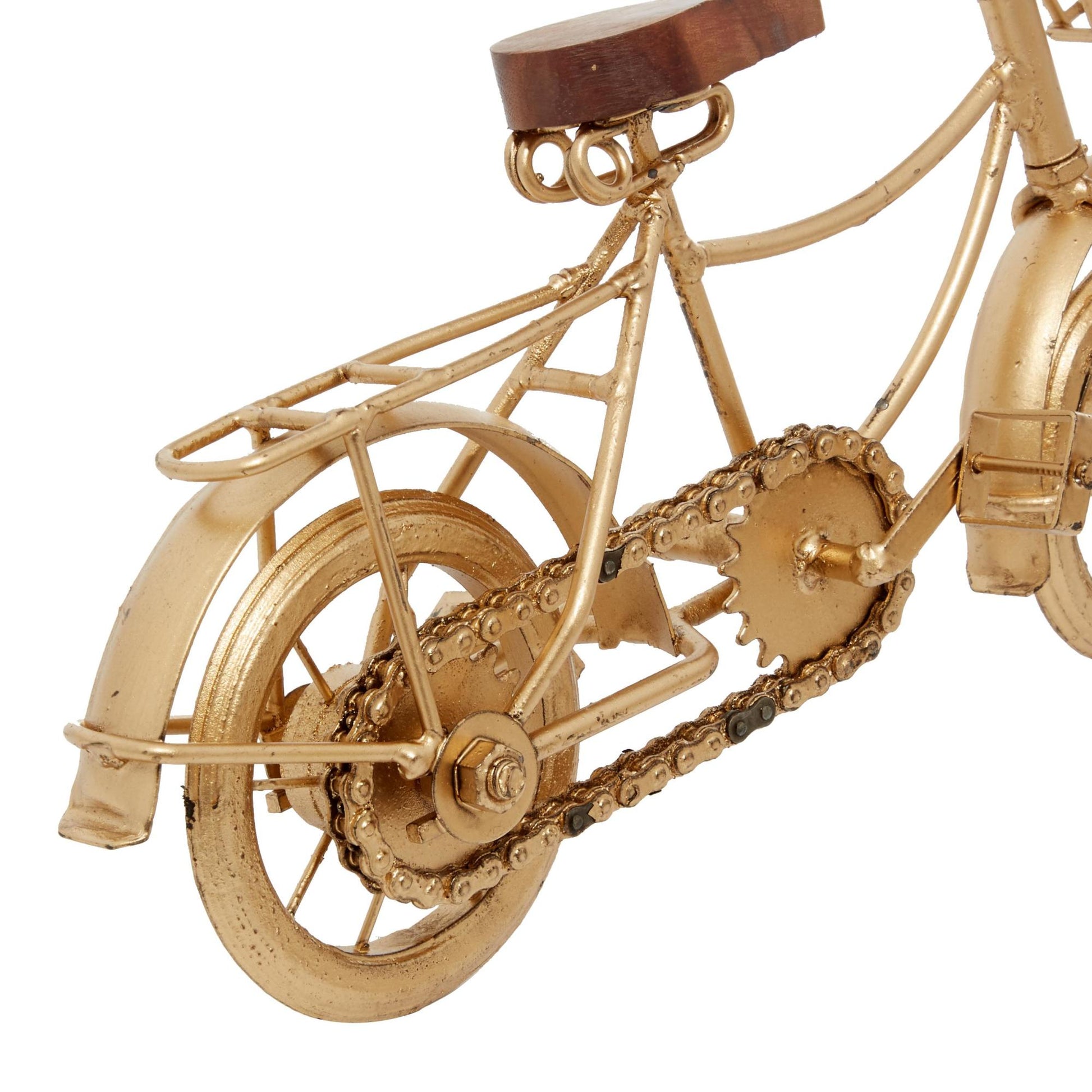 Set of 2 Bike Metal Decorative Sculpture with Wood Accents
