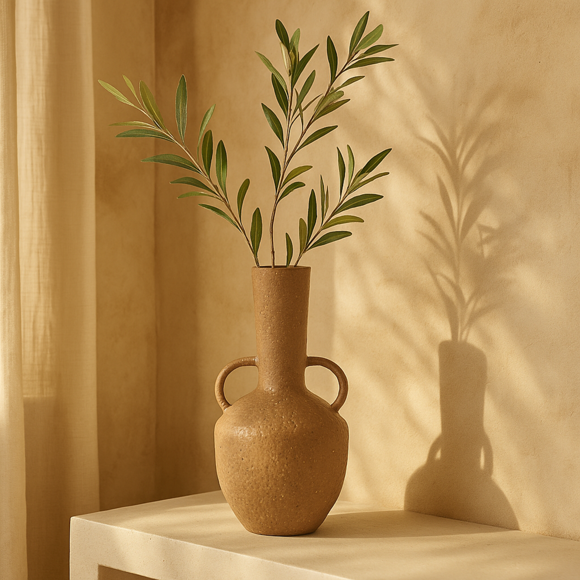 Brown Metal Antique Inspired Decorative Vase with Handles