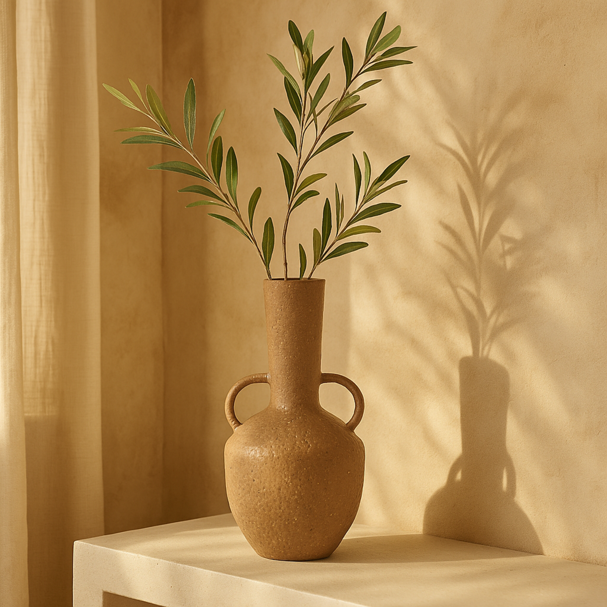 Brown Metal Antique Inspired Decorative Vase with Handles