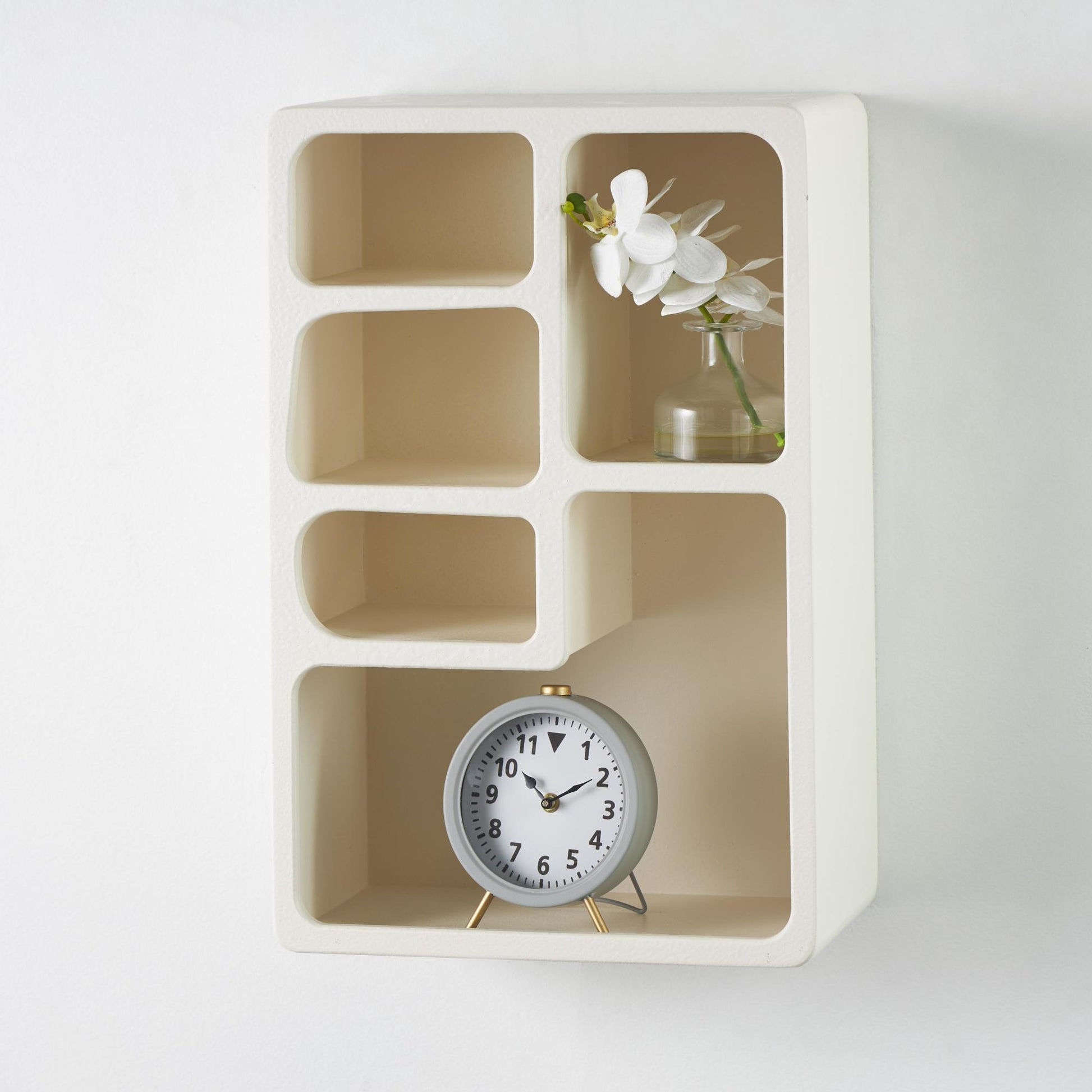 Geometric Wooden Arched 5 Shelf Room Wall Shelf with Block Shapes