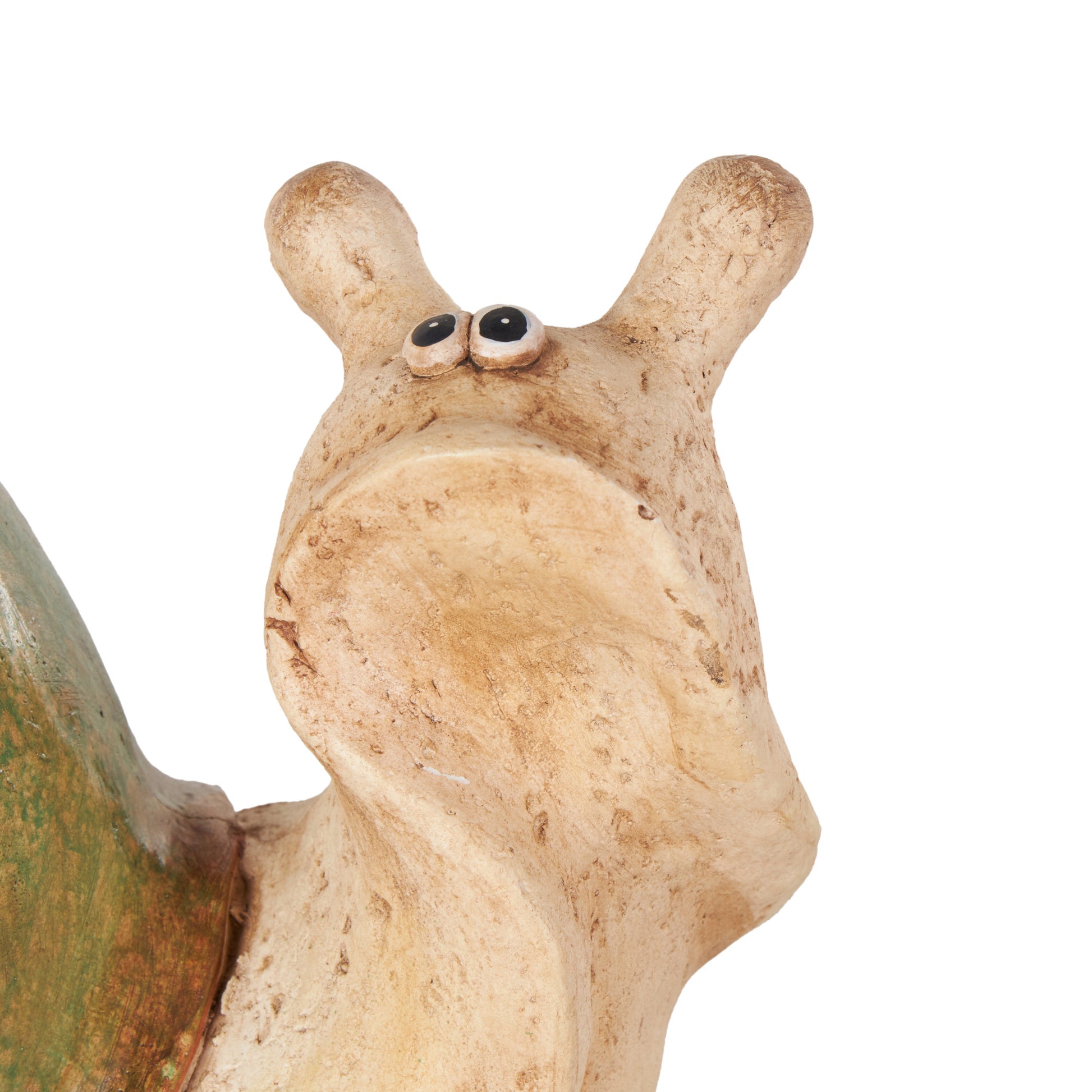 Snail Cream Magnesium Oxide Decorative Garden Sculpture with Rabbit and Green Accents