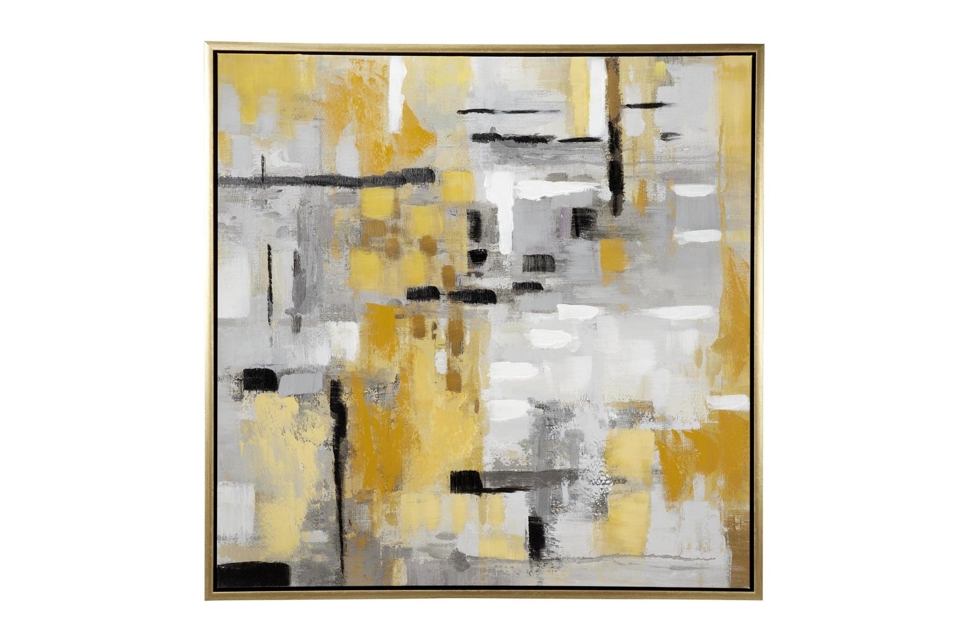 Abstract Gold Canvas Living Room Framed Wall Art with Gold Frame