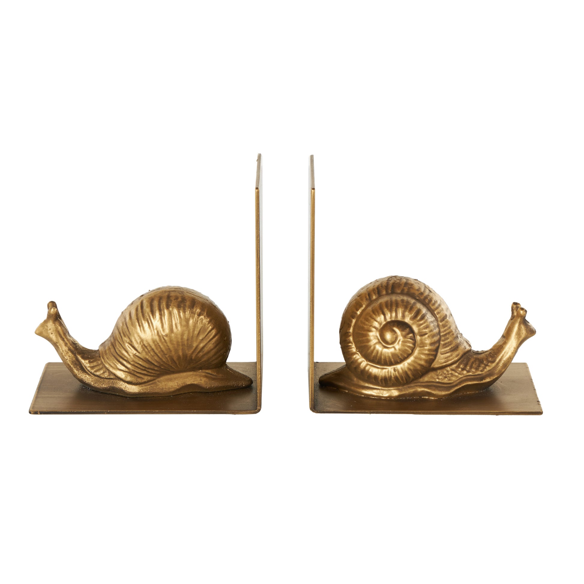 Set of 2 Snail Gold Metal Crawling Decorative Bookends