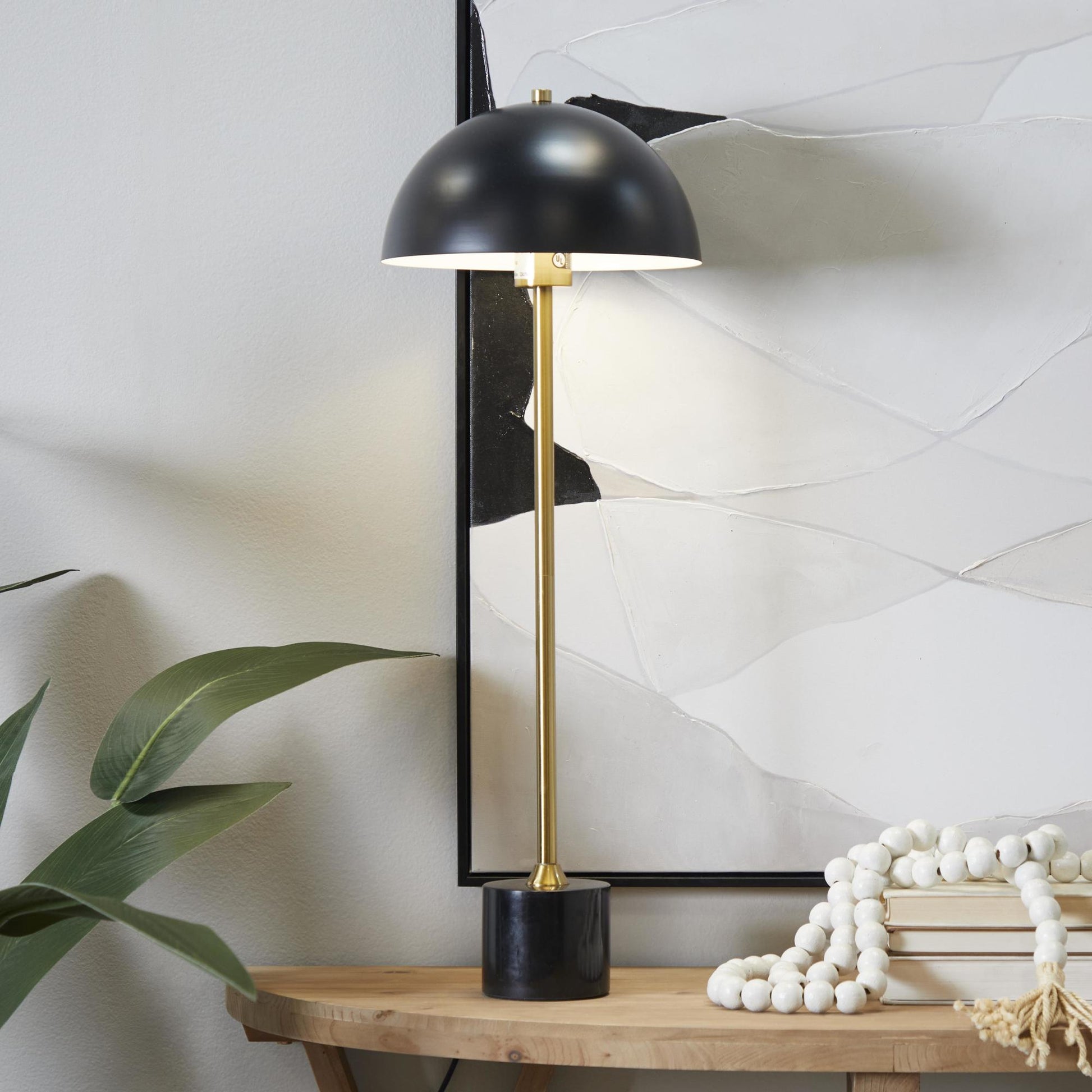 Metal Umbrella Style Room Desk Lamp with Black Marble Base