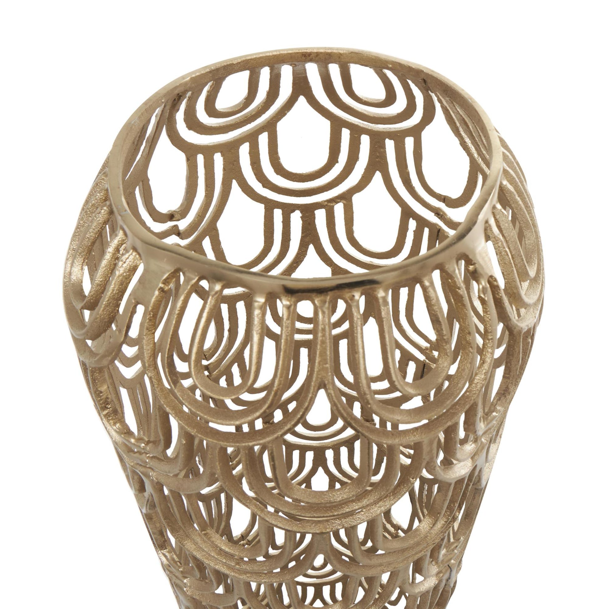 Geometric Aluminum Metal Tall Art Deco Inspired Arched Decorative Vase
