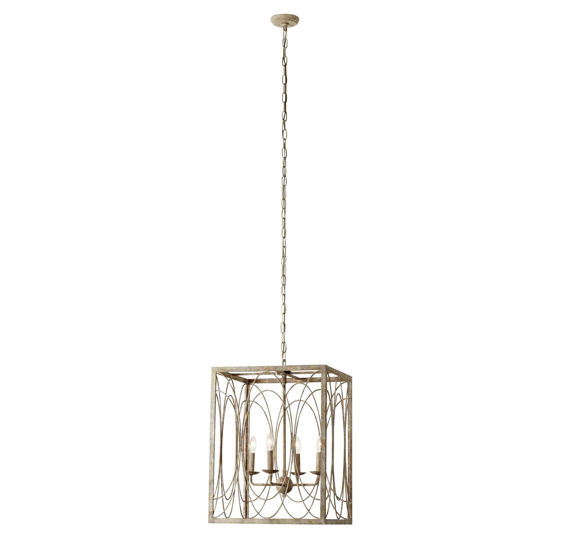 Gold Metal Distressed Caged 8 Light Room Chandelier with Link Style Chain