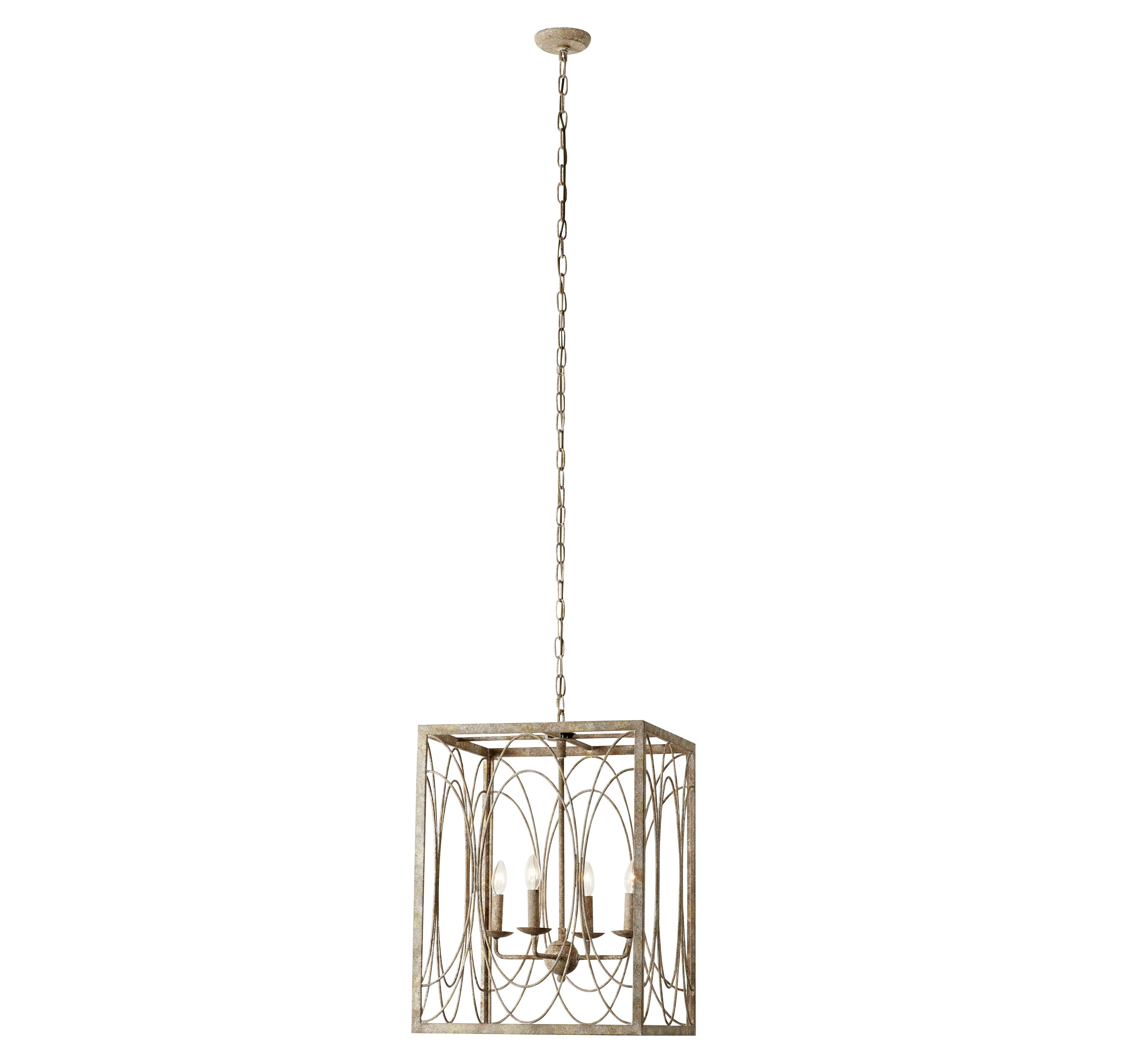 Gold Metal Distressed Caged 8 Light Room Chandelier with Link Style Chain