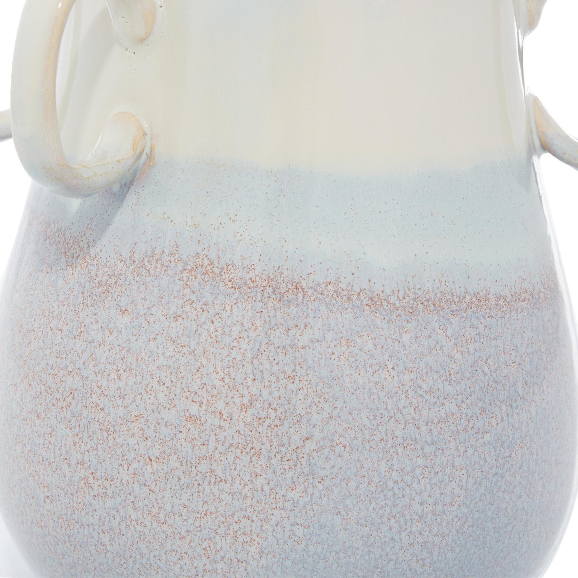 Set of 2 White Ceramic Decorative Vase with Handles