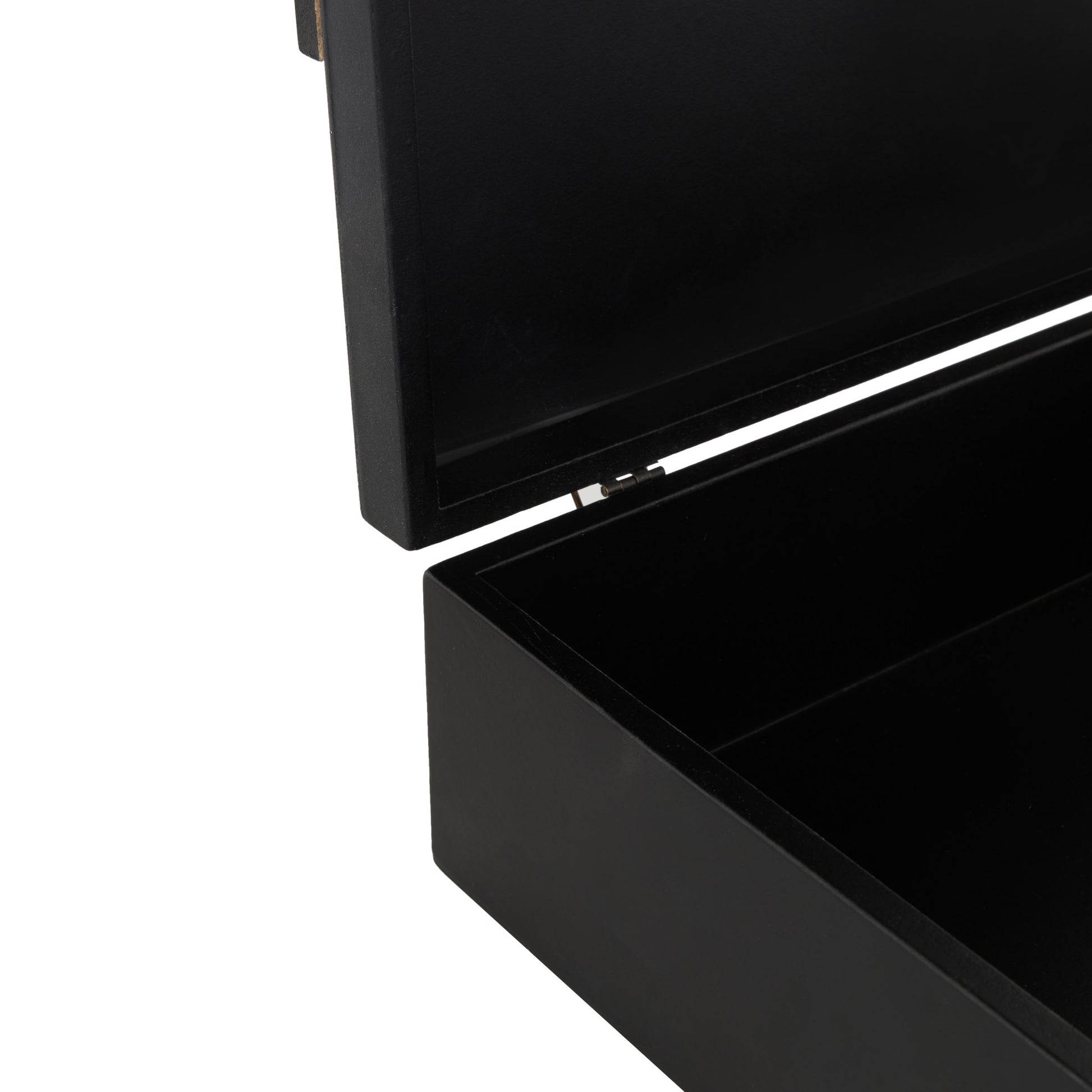Set of 3 Black Wood Handmade Decorative Box with 3D Geometric Accents