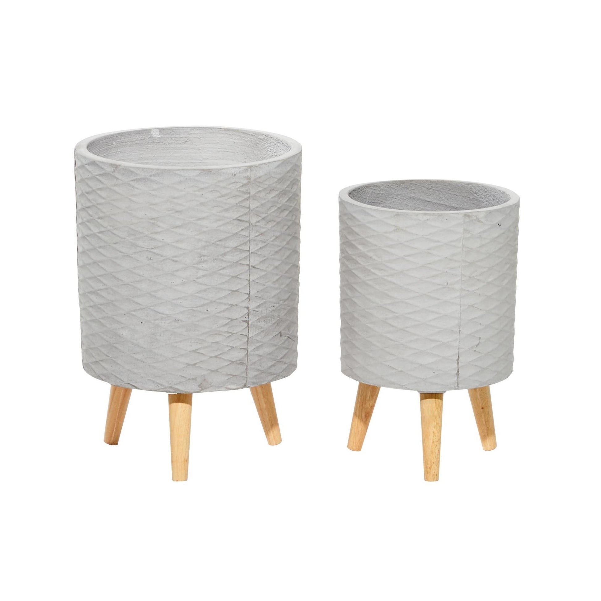 Set of 2 Gray Ceramic Planter