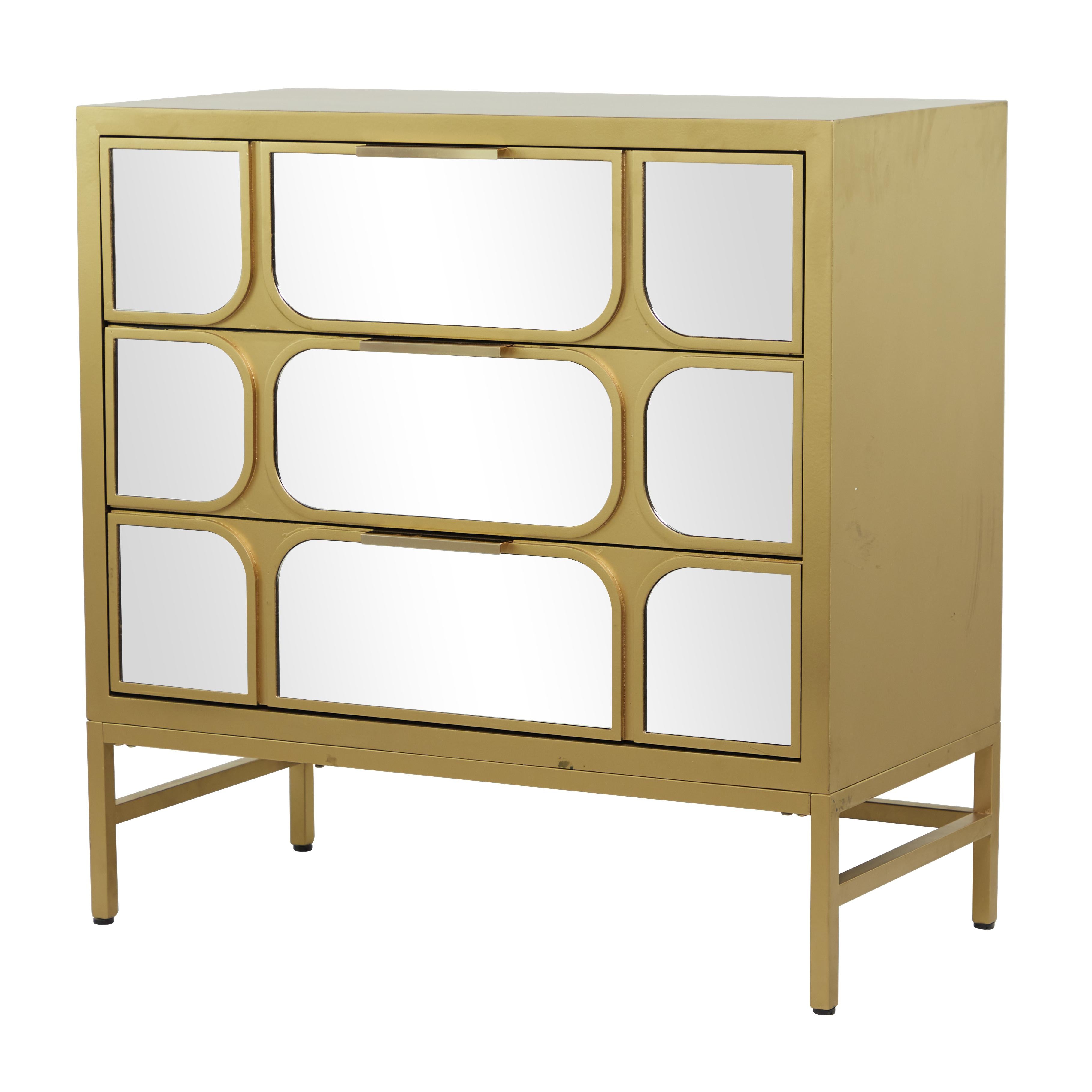 Wooden 3 Drawer Room Cabinet with Mirrored Front