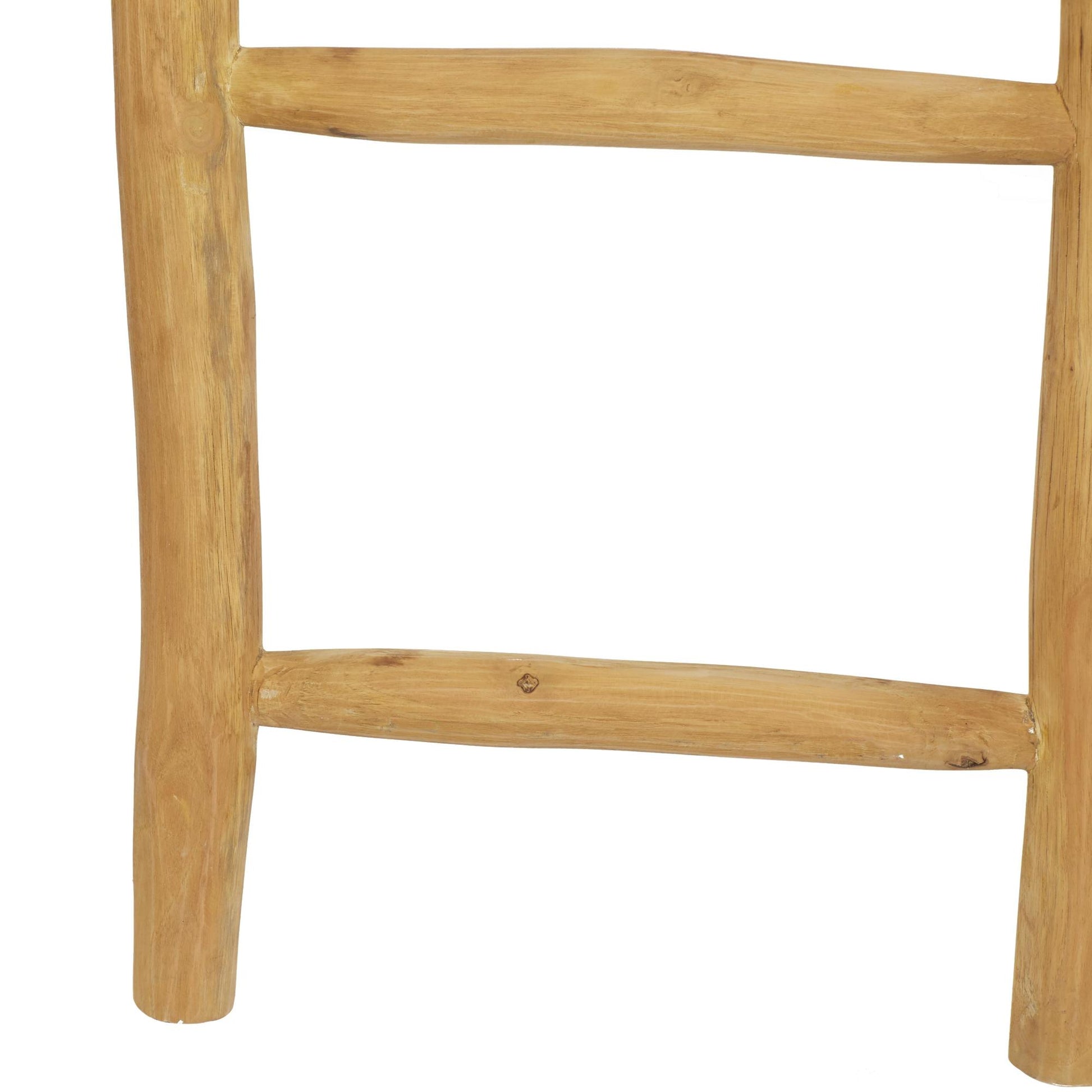 Brown Teak Wood Handmade 5 Rung Decorative Ladder