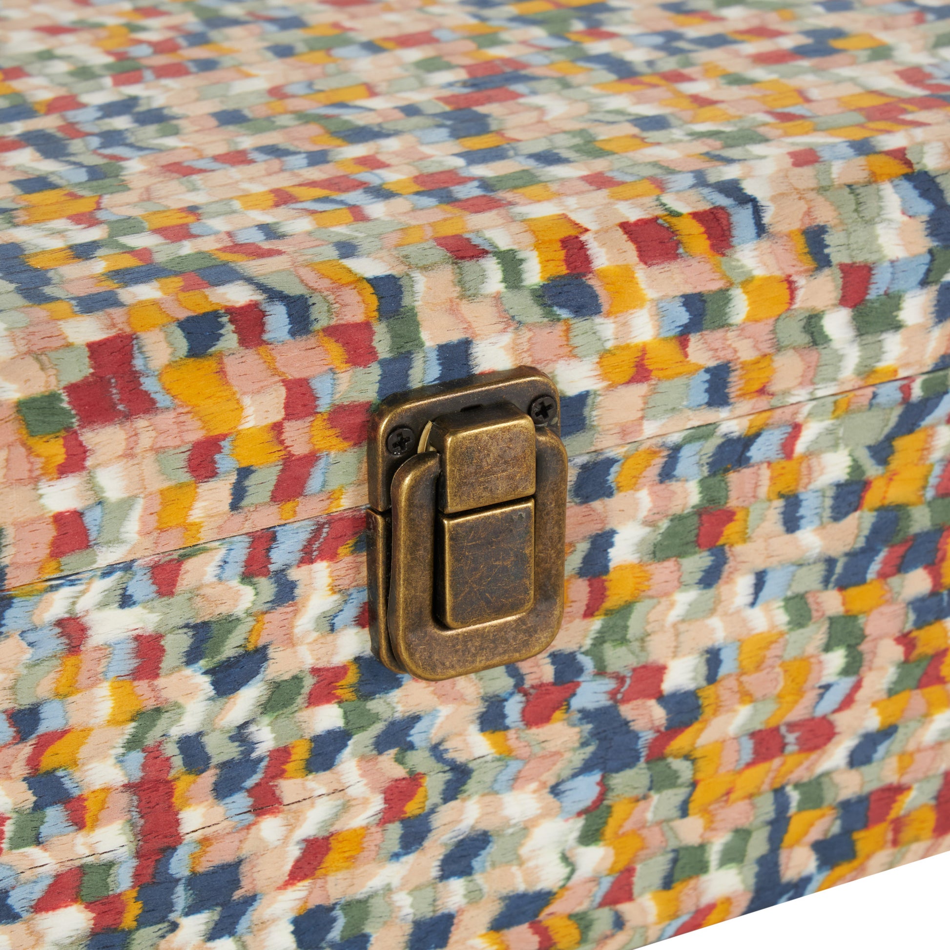 Set of 2 Fabric Handmade Storage Decorative Box with Bronze Latches