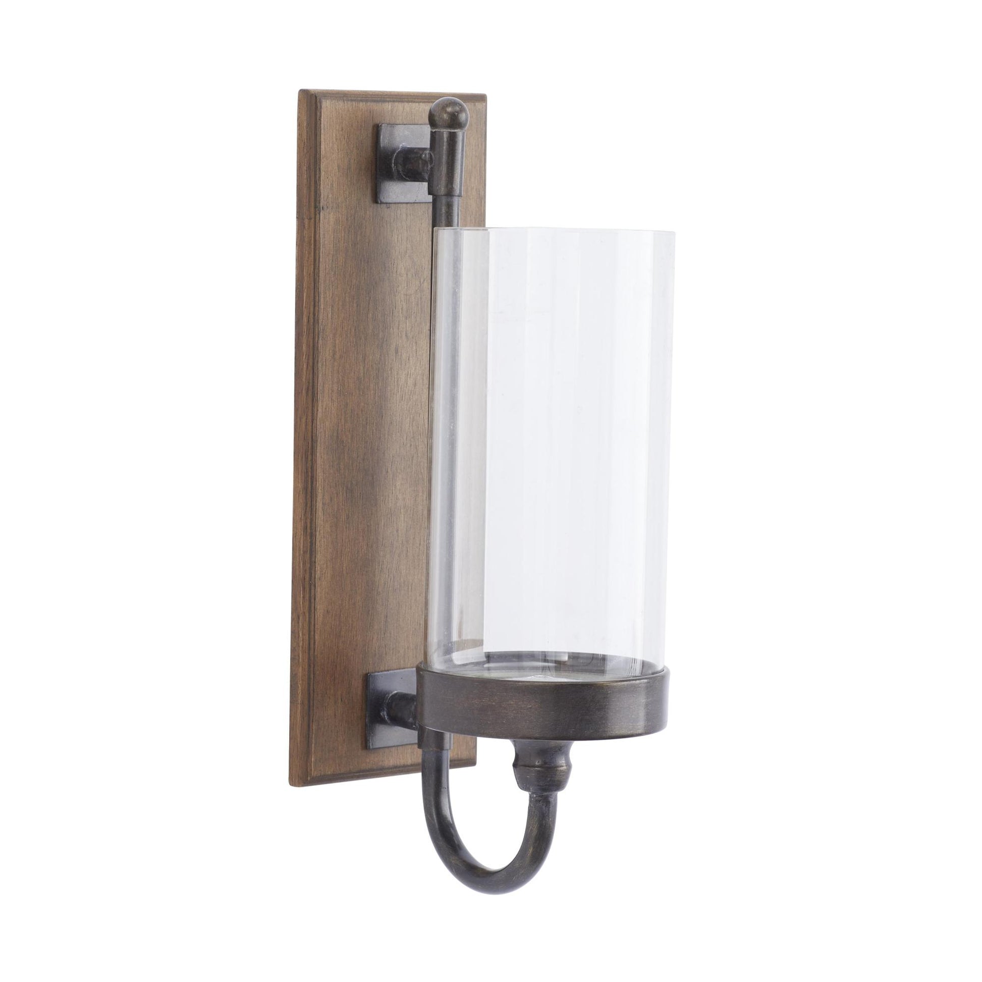 Abstract Brown Wood Indoor Outdoor Wall Sconce with Glass Holder