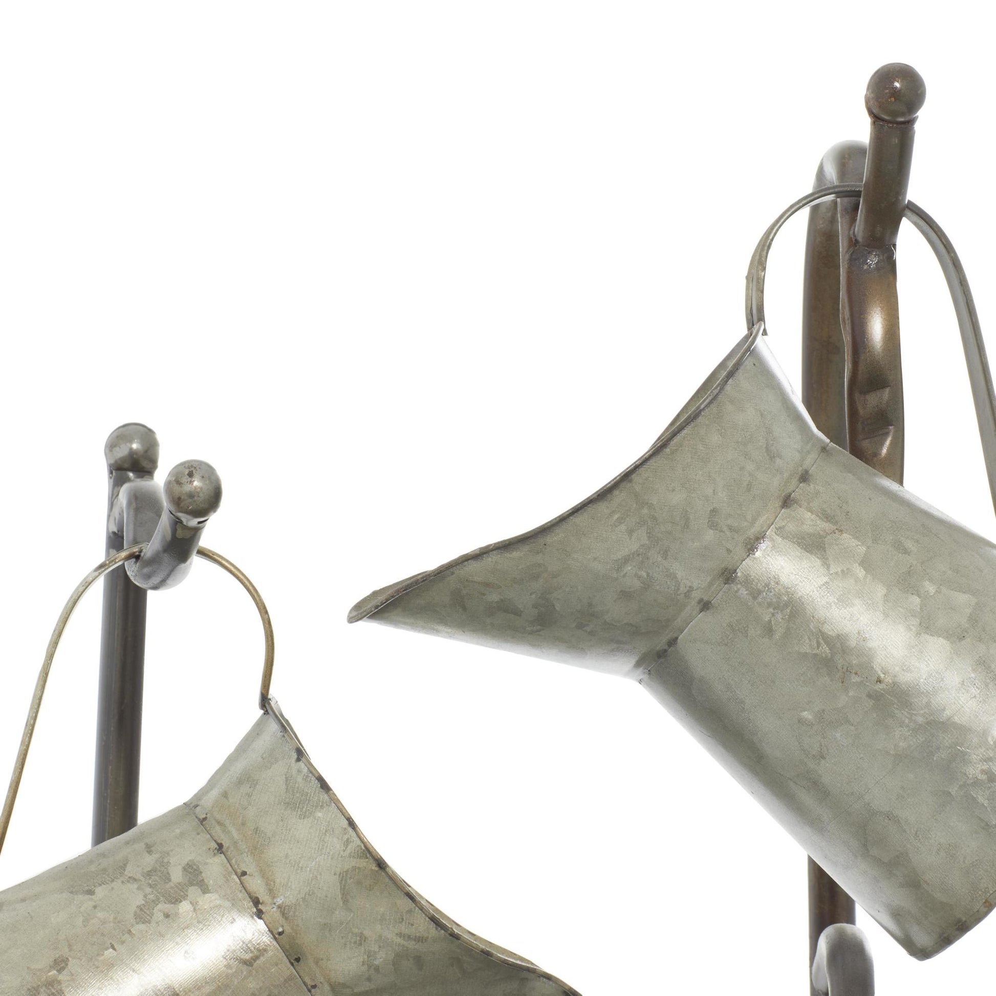 Gray Metal Indoor Outdoor Fountain with Watering Cans