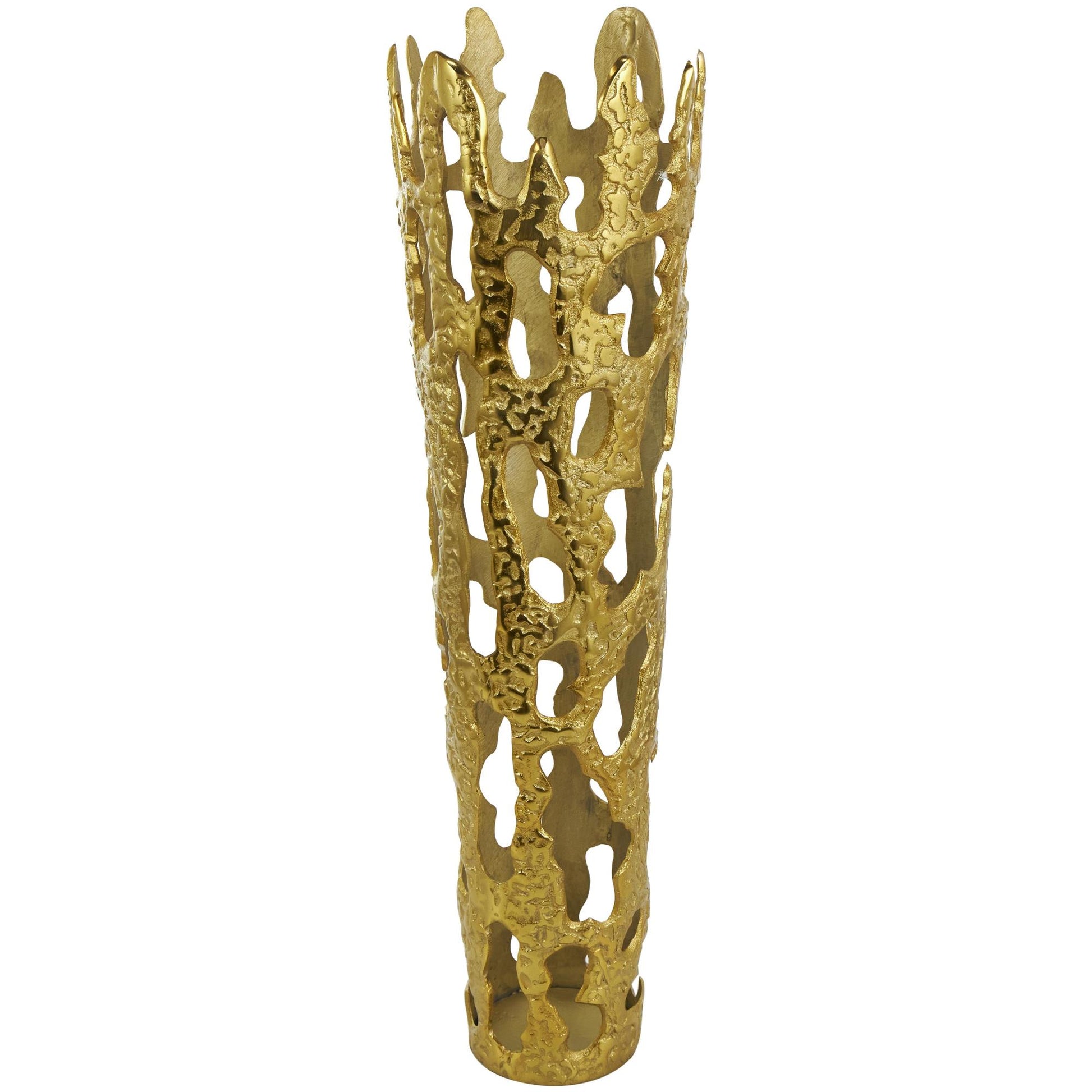 Abstract Aluminum Metal Tall Floor Drip Decorative Vase with Melting Designed Body