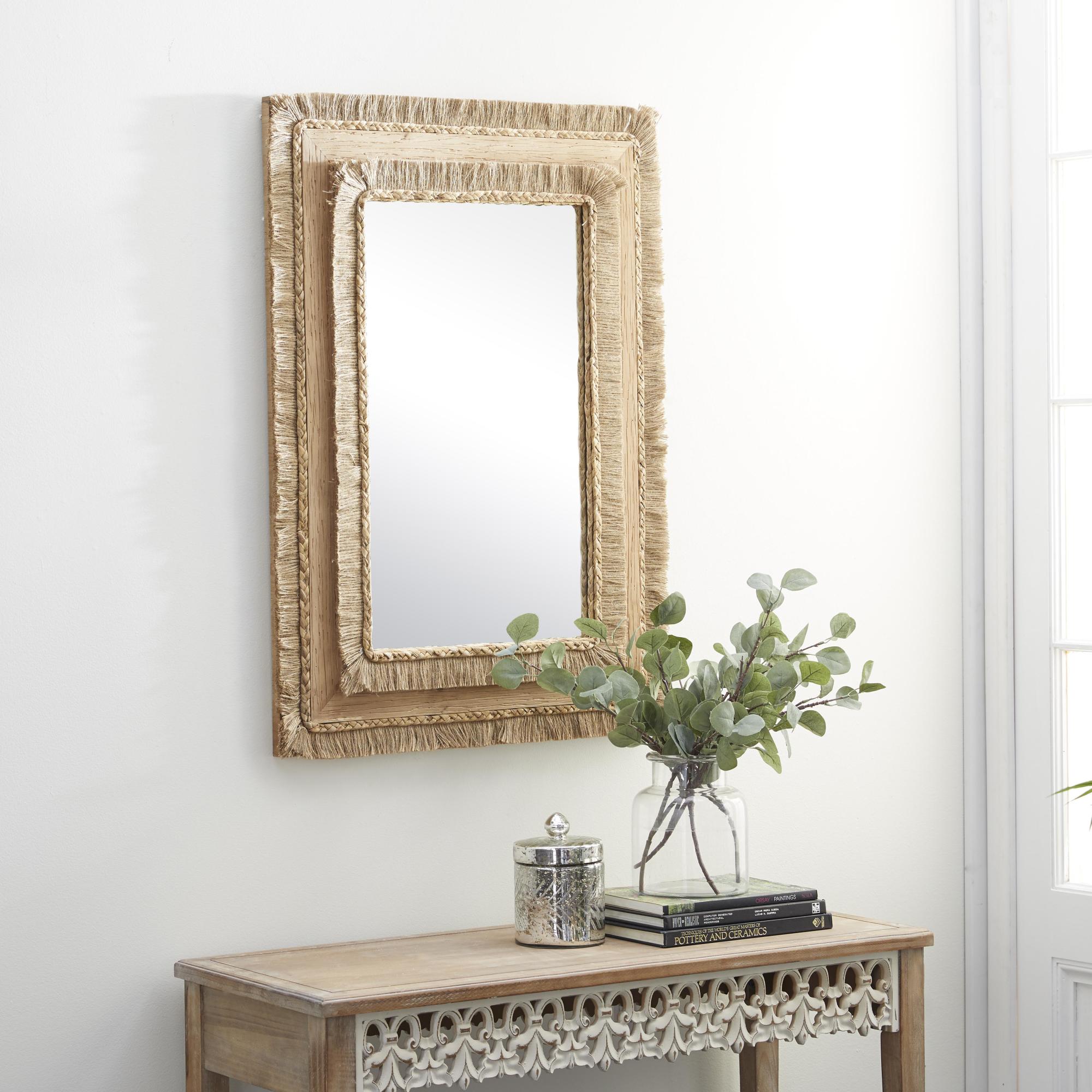 Brown Wood Room Wall Mirror