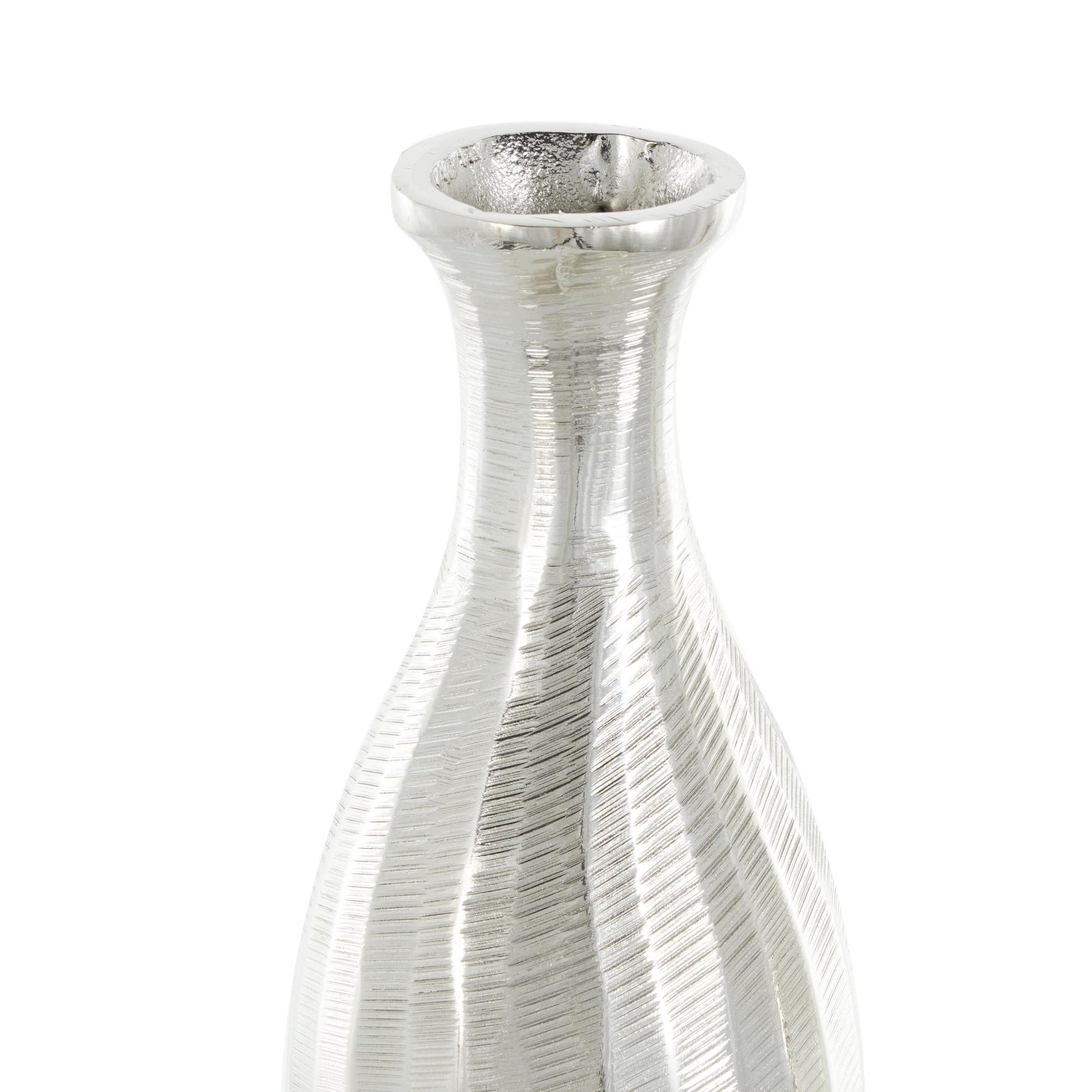Set of 2 Aluminum Metal Decorative Vase with Wavy Accents and Textured Ridges Set of 2 20"W, 19"H