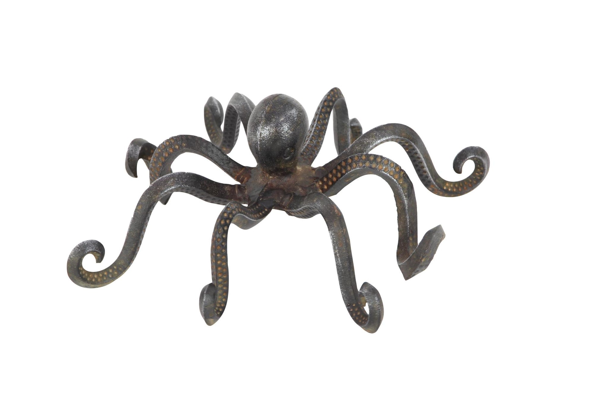 Octopus Black Metal Decorative Sculpture with Long Tentacles and Suctions Detailing