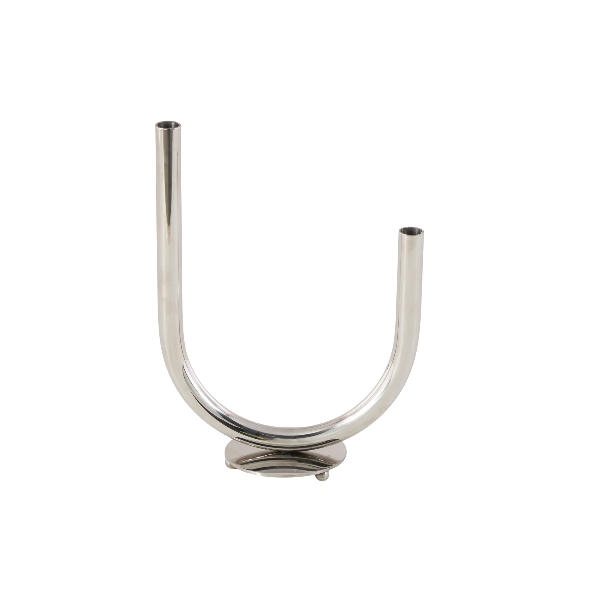 Silver Stainless Steel Metal Abstract U-Shaped Decorative Candelabra