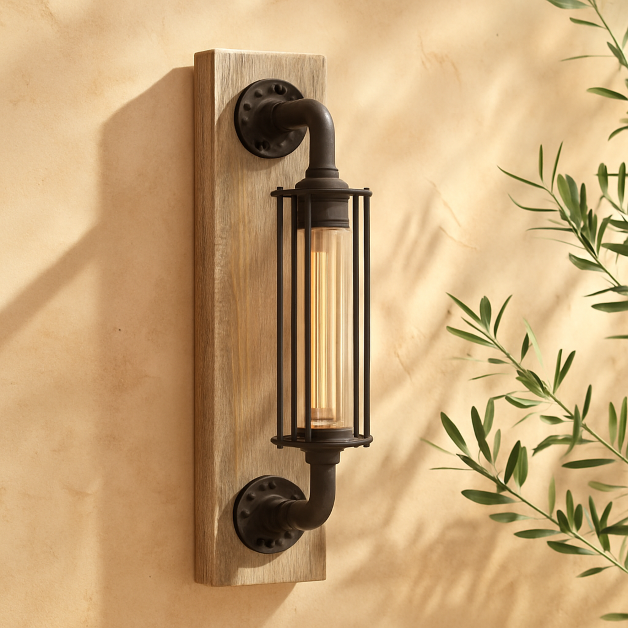 Geometric Black Metal Battery Operated Room Accent Lamp with Included Fixed LED Light