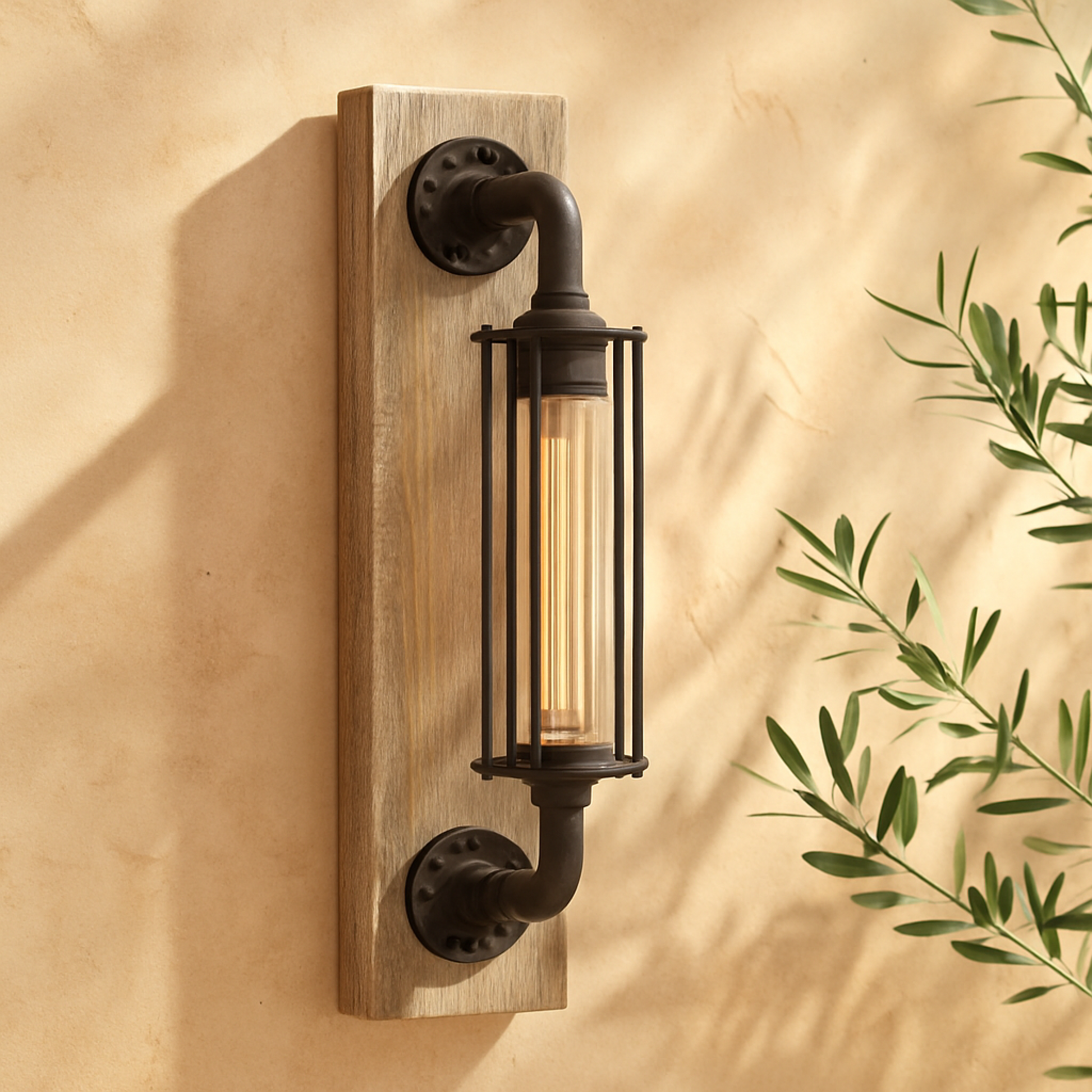 Geometric Black Metal Battery Operated Room Accent Lamp with Included Fixed LED Light