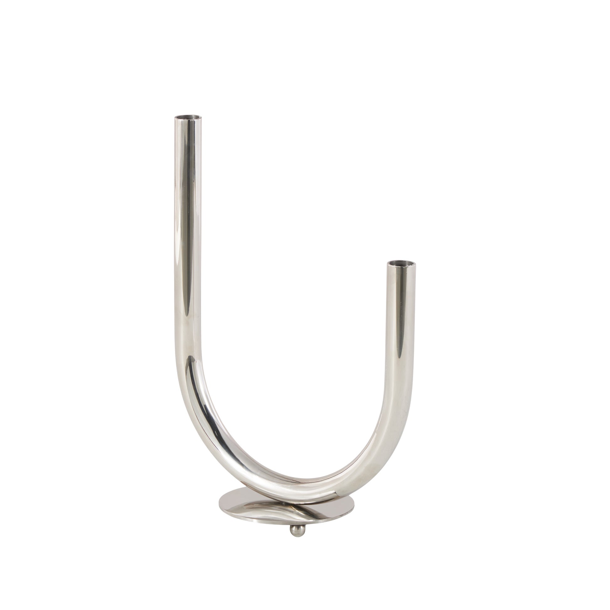 Silver Stainless Steel Metal Abstract U-Shaped Decorative Candelabra