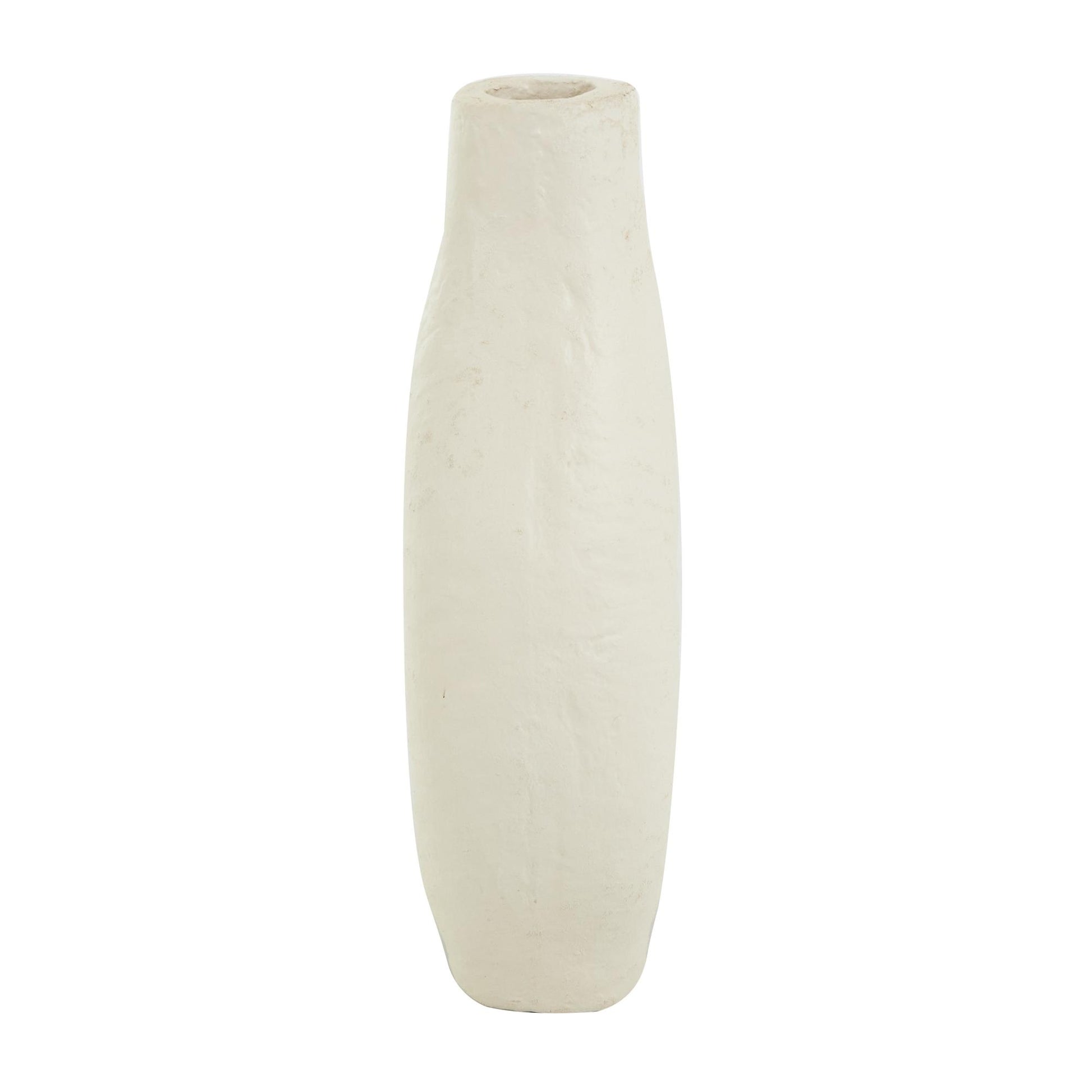 Abstract Beige Paper Mache Rounded Decorative Vase with Double Openings