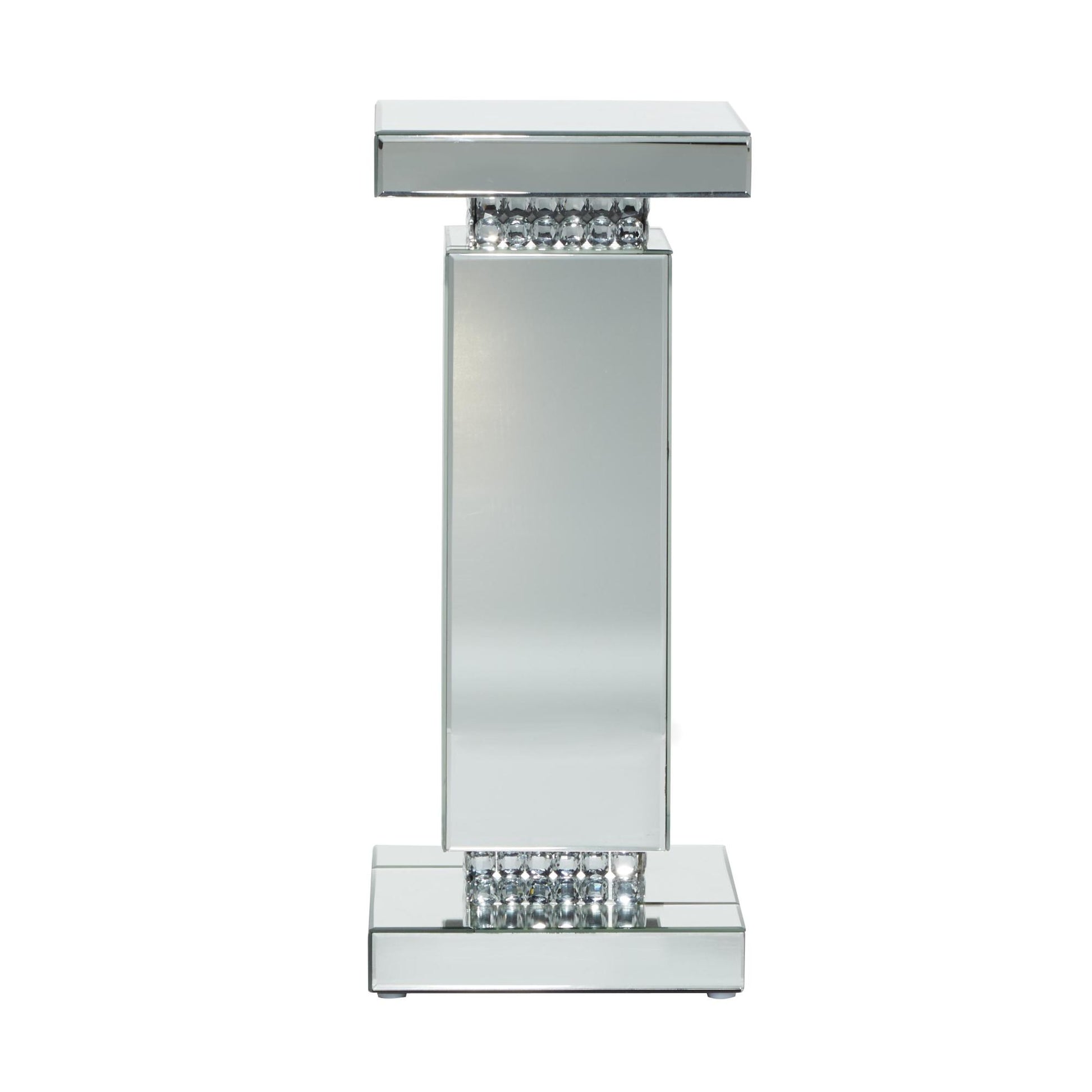 Silver Glass Mirrored Side End Pedestal Table