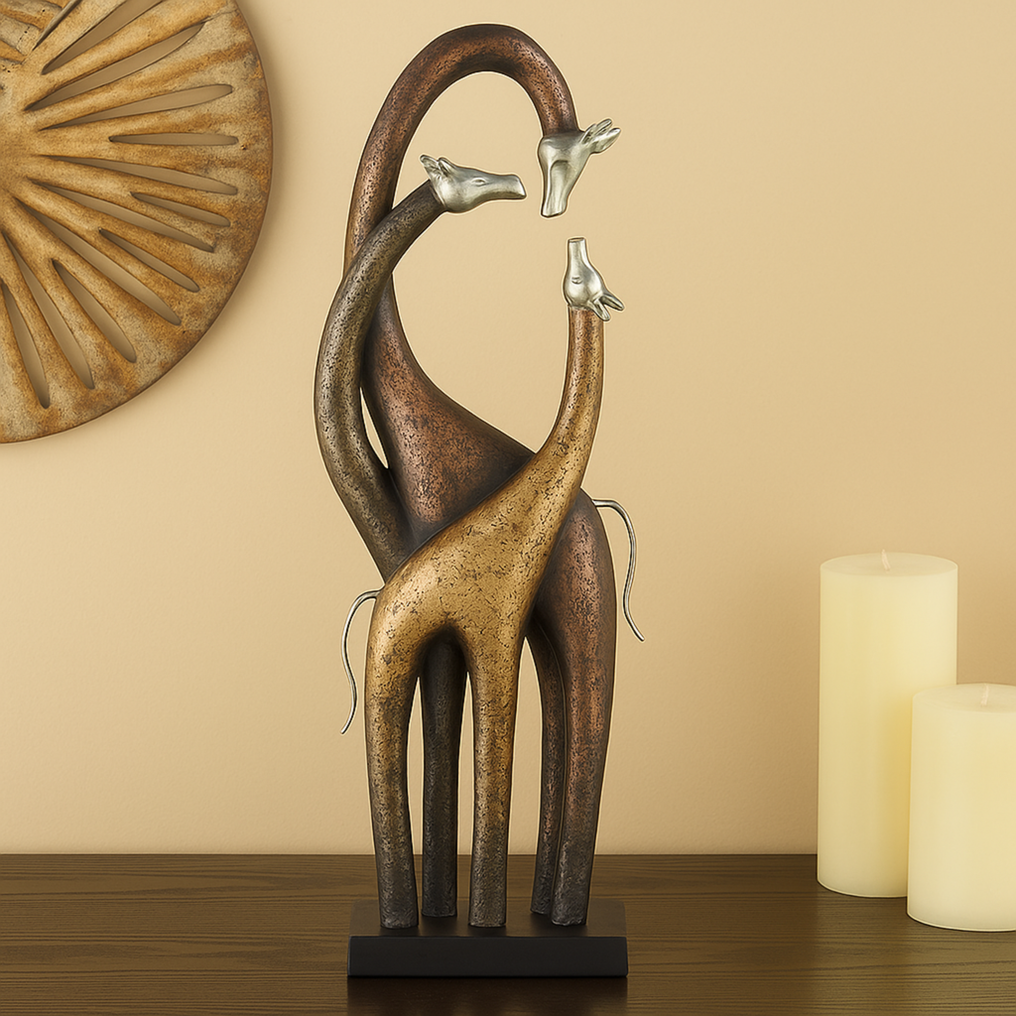 Giraffe Brass Polystone Decorative Sculpture