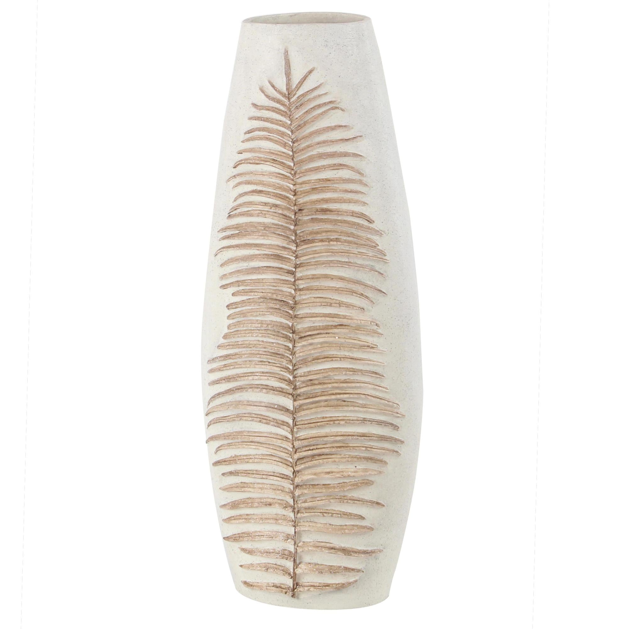 Leaf White Polystone Decorative Vase