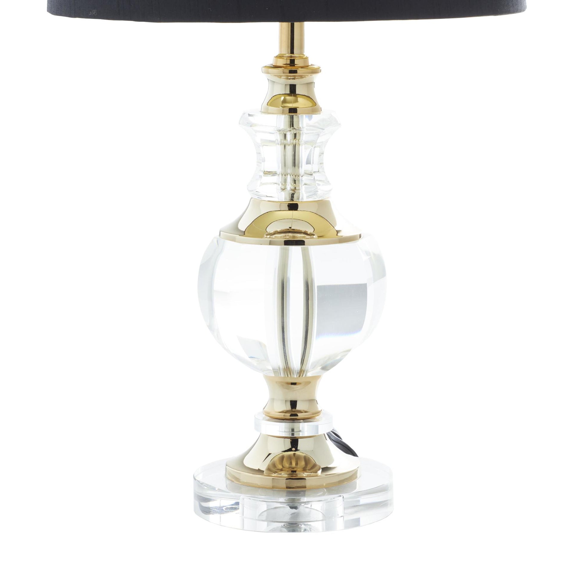 Gold Crystal Room Table Lamp with Black Lampshade
