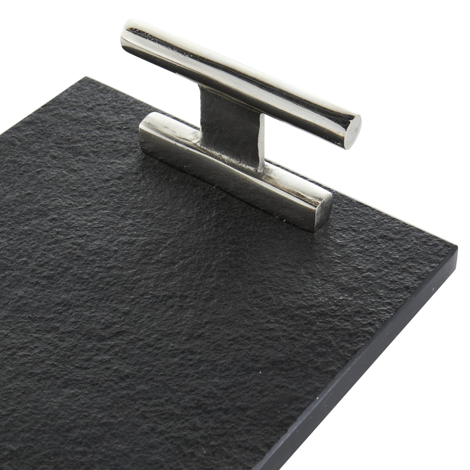 Set of 2 Marble Slim Textured Living Room Decor Tray with Rod Handles Set of 2 22", 18"W
