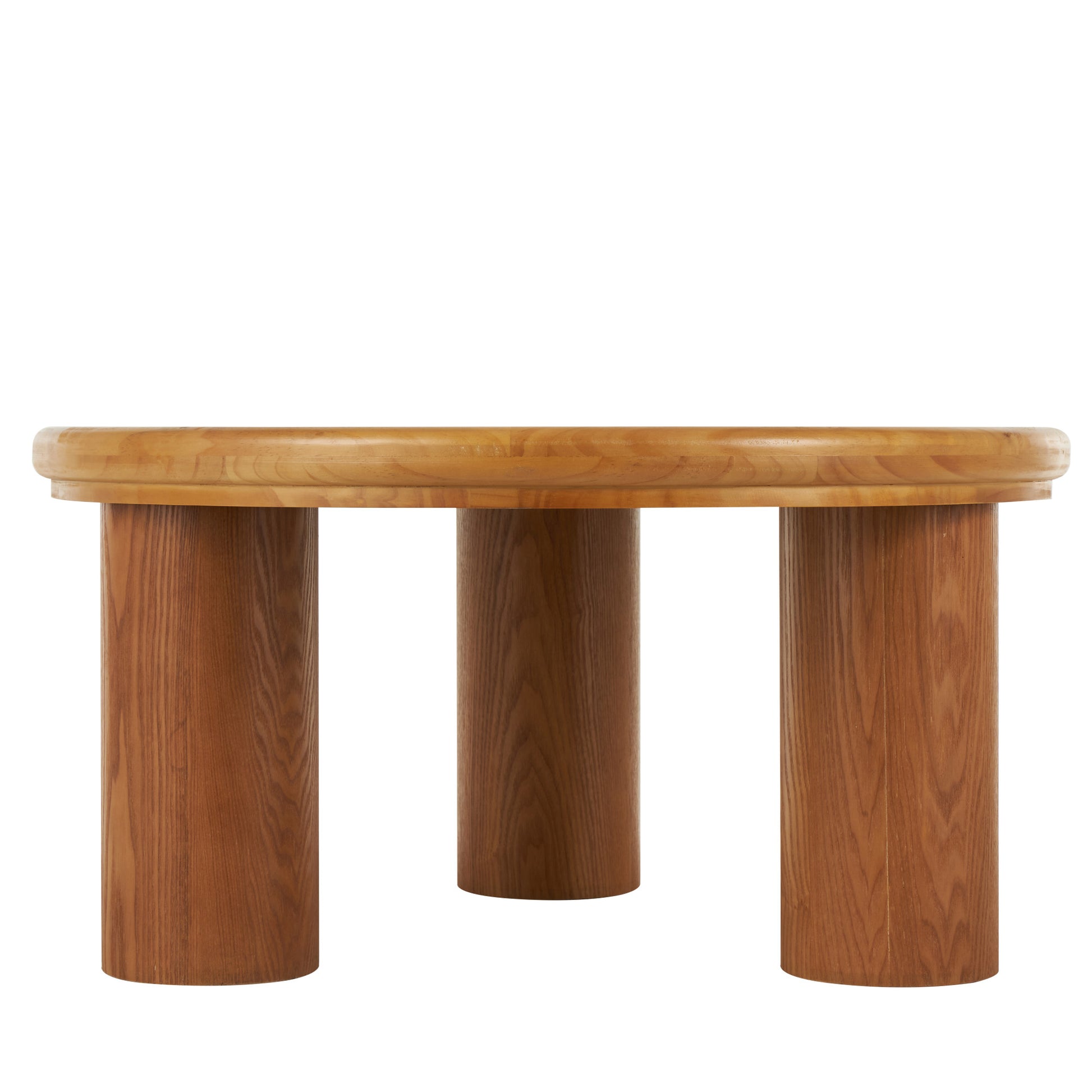 Brown Wood Handmade Round Living Room Coffee Table with Black Tabletop